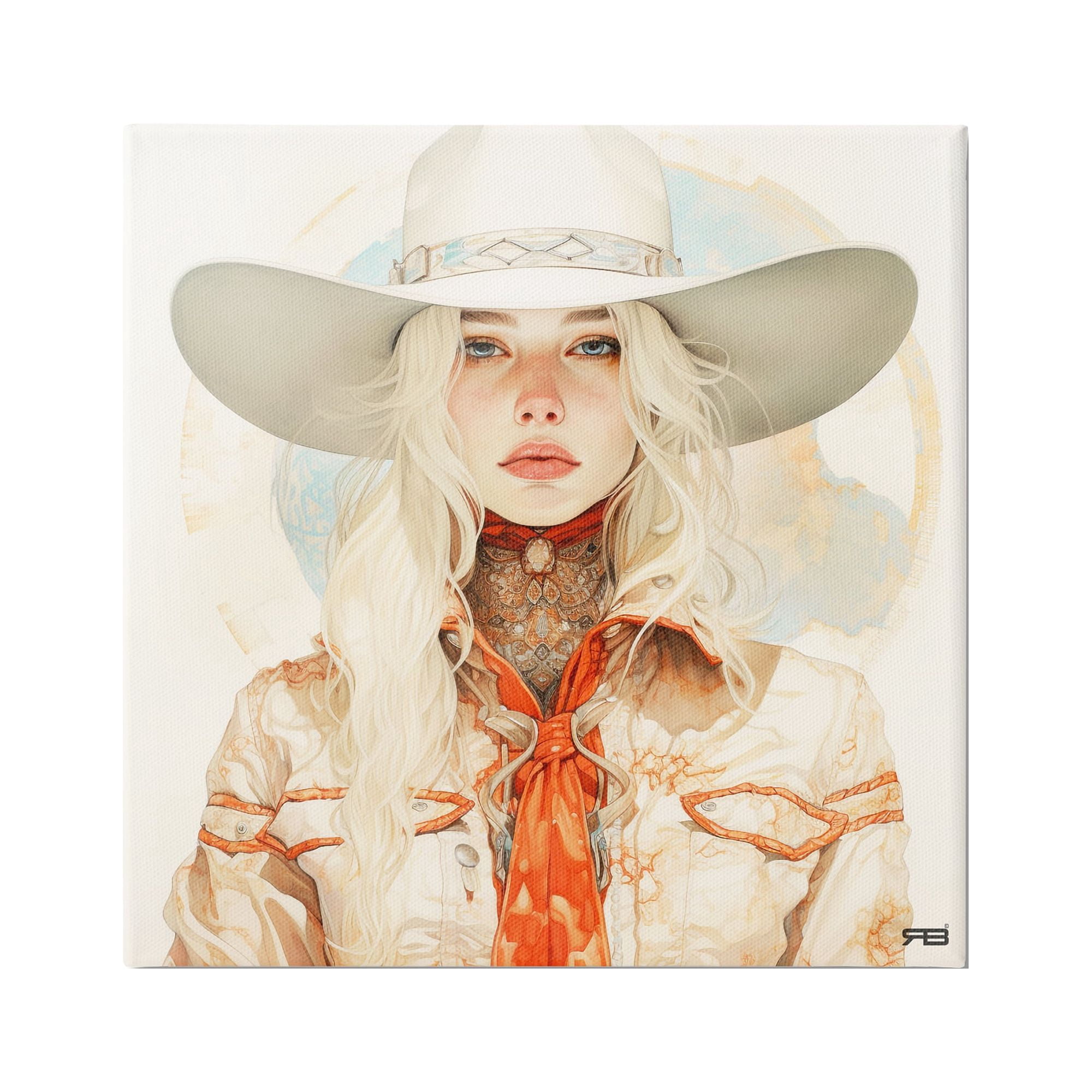 Stupell Industries Subtle Blonde Cowgirl Abstract Painting Gallery Wrapped Canvas Art Print Wall Art, 17 x 17