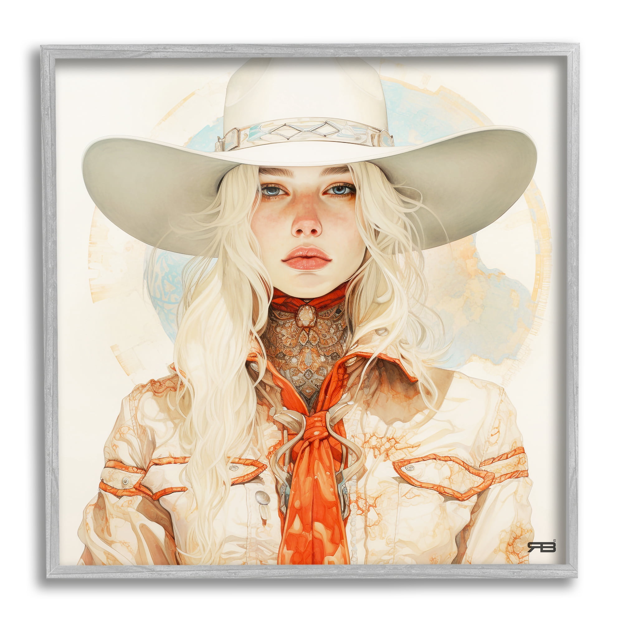 Stupell Industries Subtle Blonde Cowgirl Abstract Painting Gray Framed Art Print Wall Art, 17 x 17
