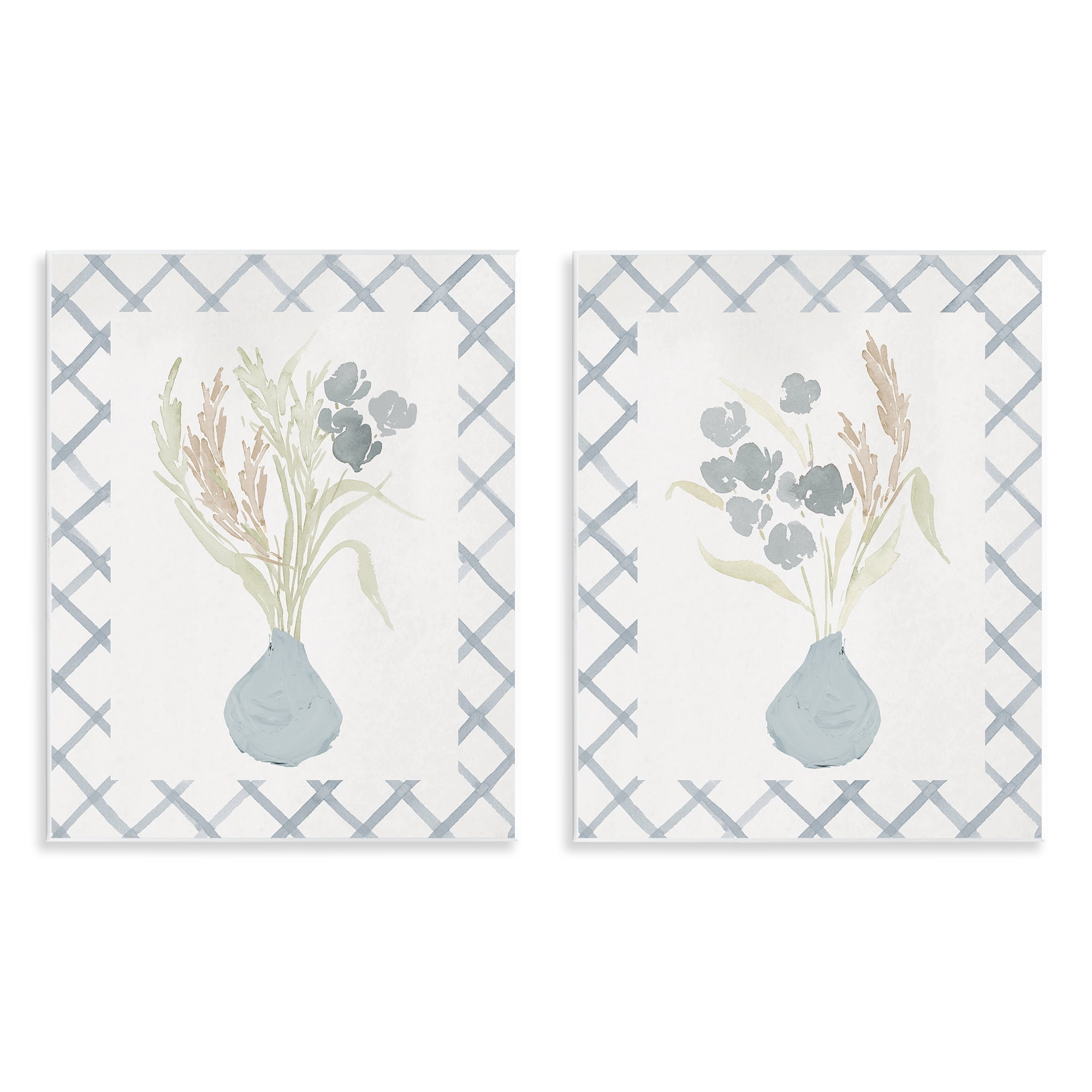 Stupell Industries Subtle Blue Anna Bouquets 2 Piece Wall Plaque Art Set, design by Lucille Price