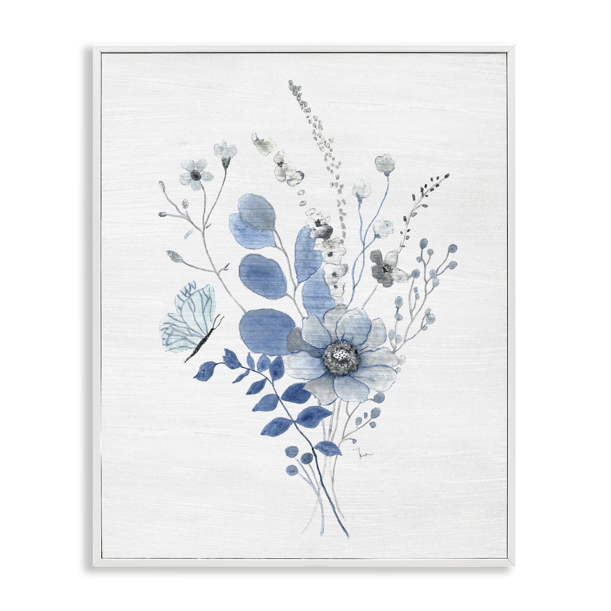 Stupell Industries Subtle Blue Wildflowers Botanical & Floral Painting White Framed Art Print Wall Art, 11 x 14