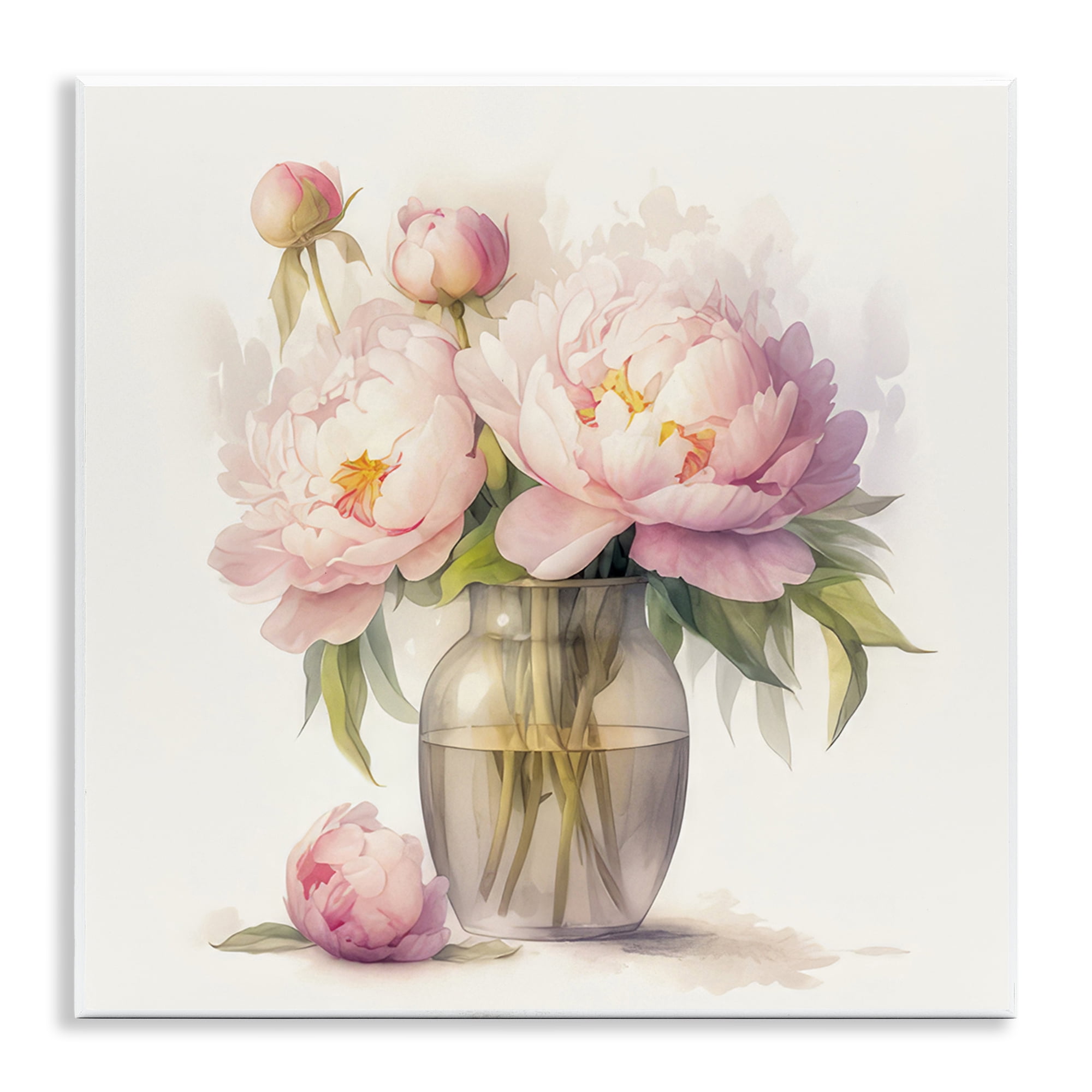 Stupell Industries Subtle Blush Peonies Plants & Flowers Painting Unframed Art Print Wall Art, 12 x 12
