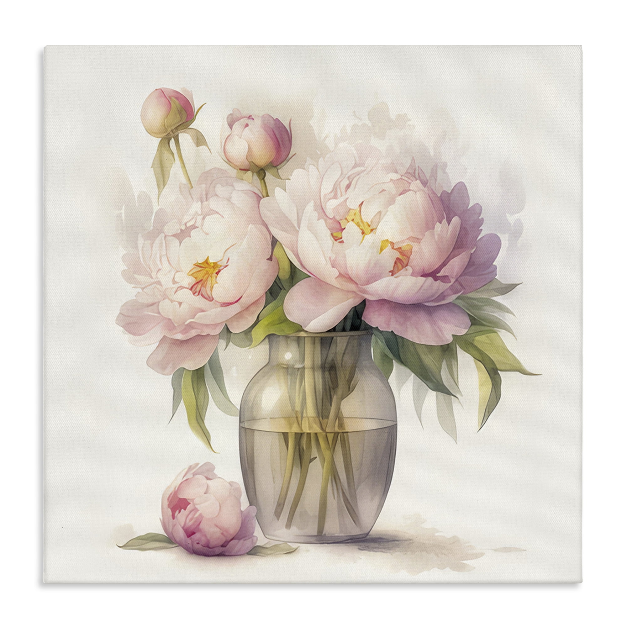 Stupell Industries Subtle Blush Peonies Plants & Flowers Painting Wrapped Canvas Art Print Wall Art, 36 x 36