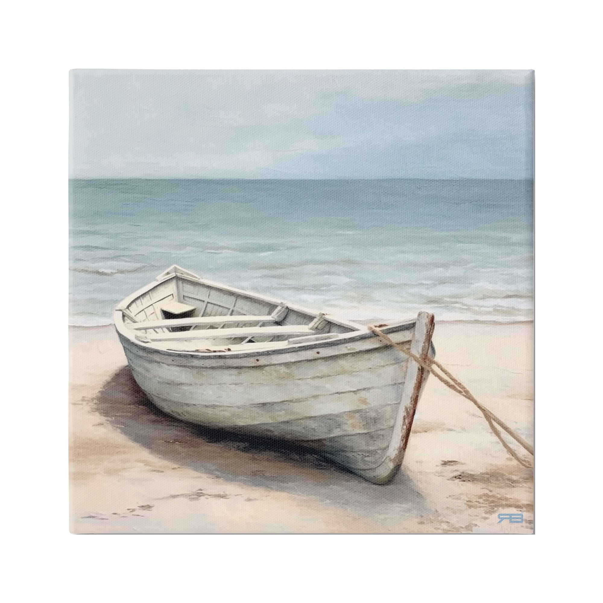 Stupell Industries Subtle Boat Docked Transportation Painting Gallery Wrapped Canvas Art Print Wall Art, 17 x 17