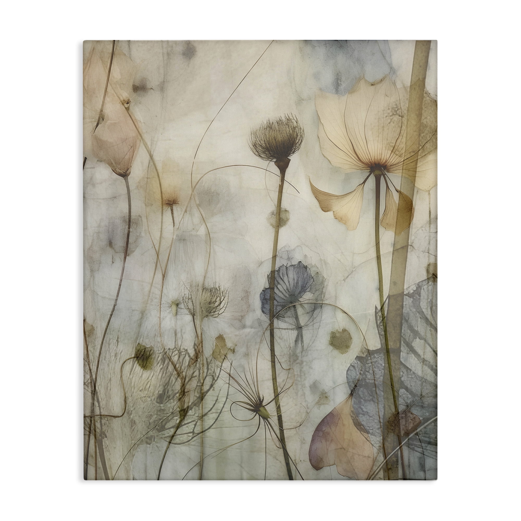 Stupell Industries Subtle Botanicals Pattern Plants & Flowers Painting Wrapped Canvas Art Print Wall Art, 30 x 40
