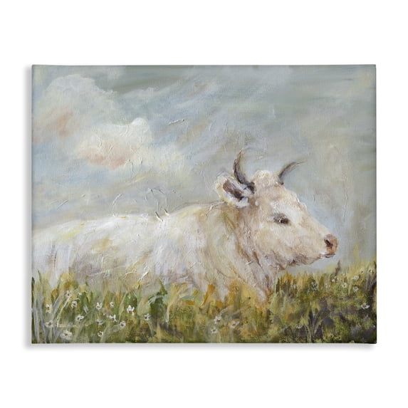 Stupell Industries Subtle Cattle Sun Bathing Animals Painting Wrapped Canvas Art Print Wall Art, 30 x 24