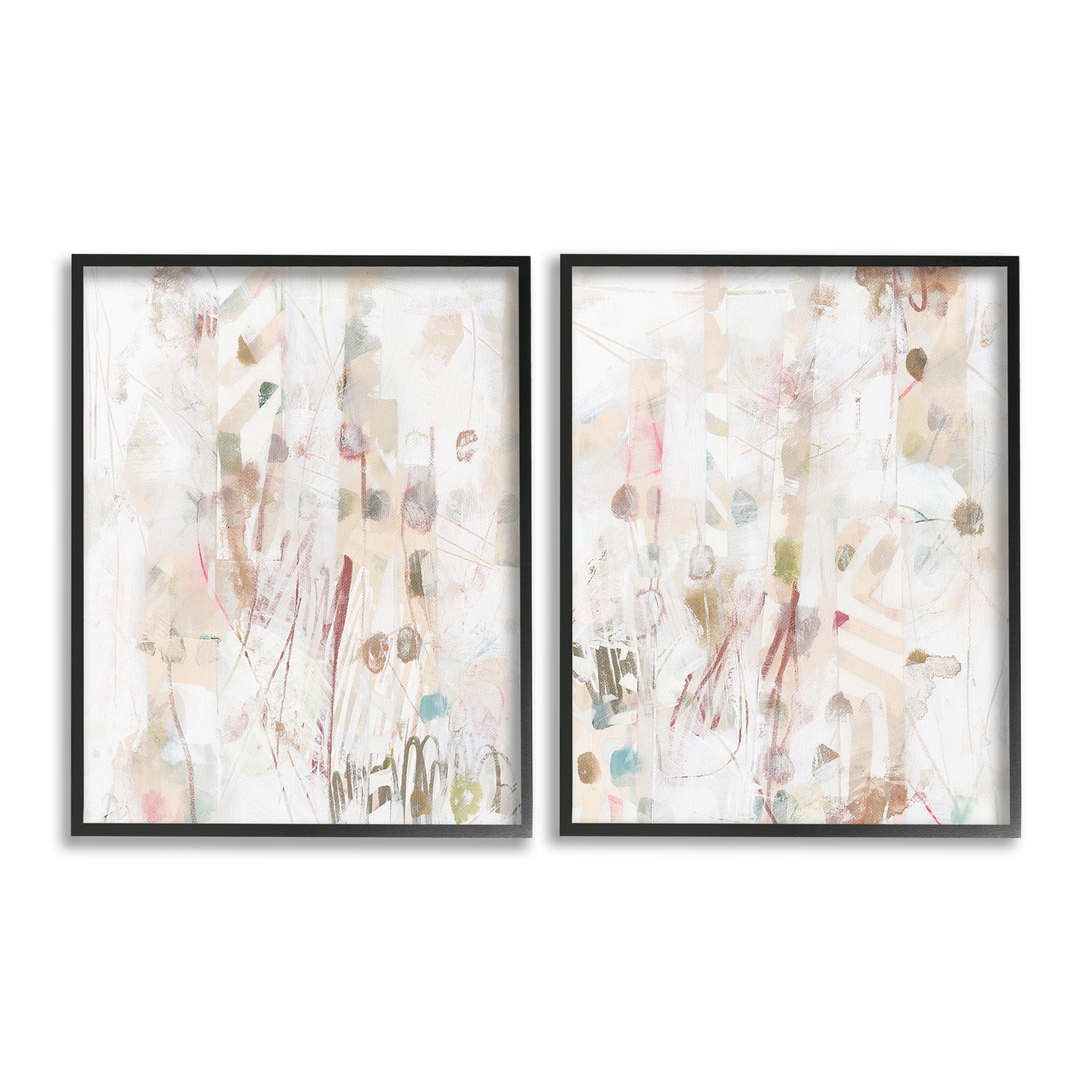 Stupell Industries Subtle Chaotic Patterns Abstract Painting Black Framed Art Print Wall Art, 24 x 30, Set of 2