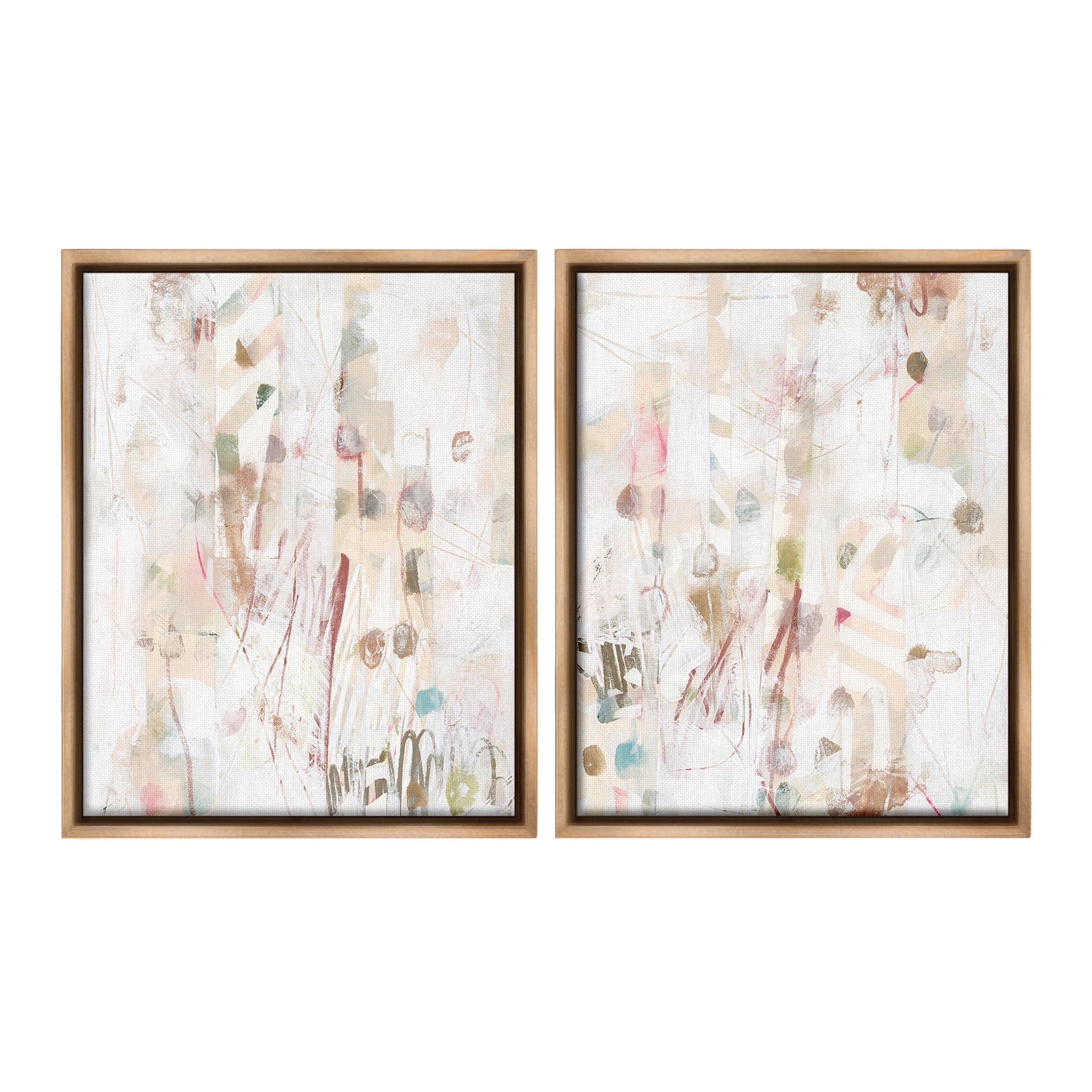 Stupell Industries Subtle Chaotic Patterns Abstract Painting Brown Floater Framed Canvas Art Print Wall Art, 17 x 21, Set of 2