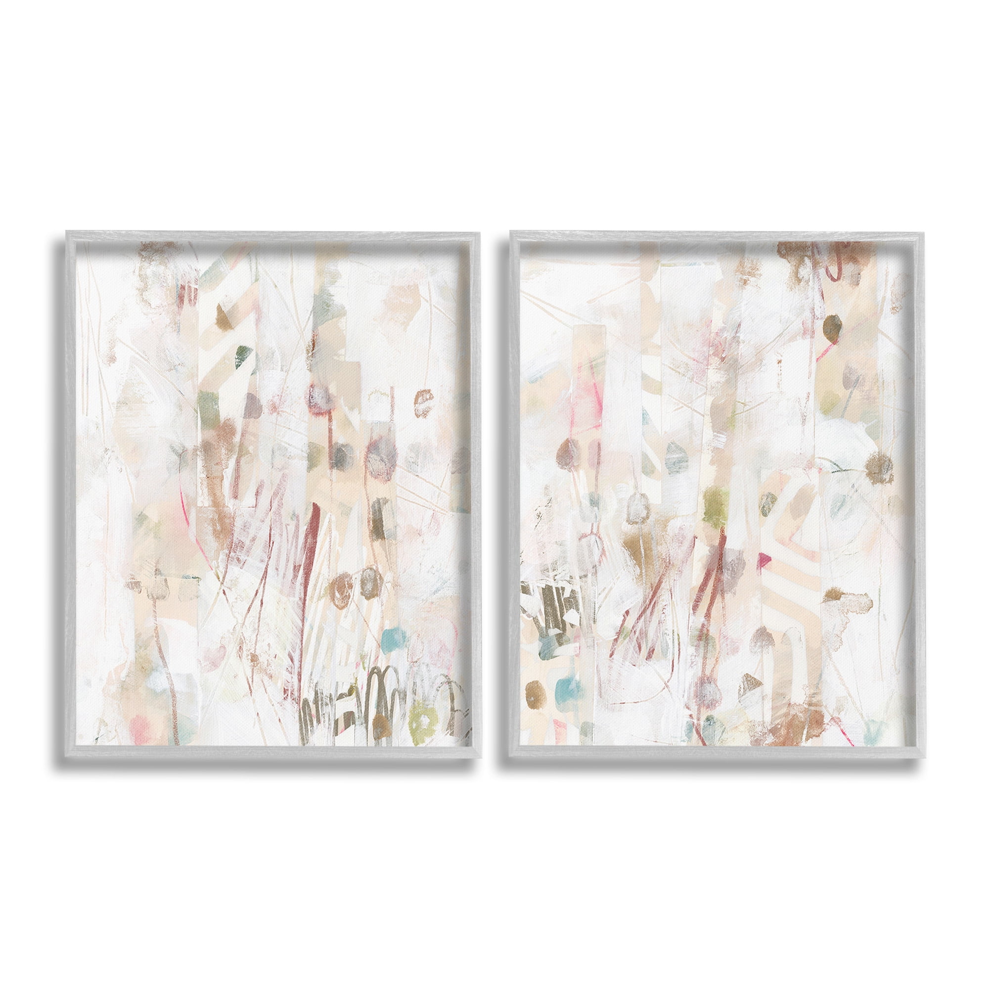 Stupell Industries Subtle Chaotic Patterns Abstract Painting Gray Framed Art Print Wall Art, 16 x 20, Set of 2