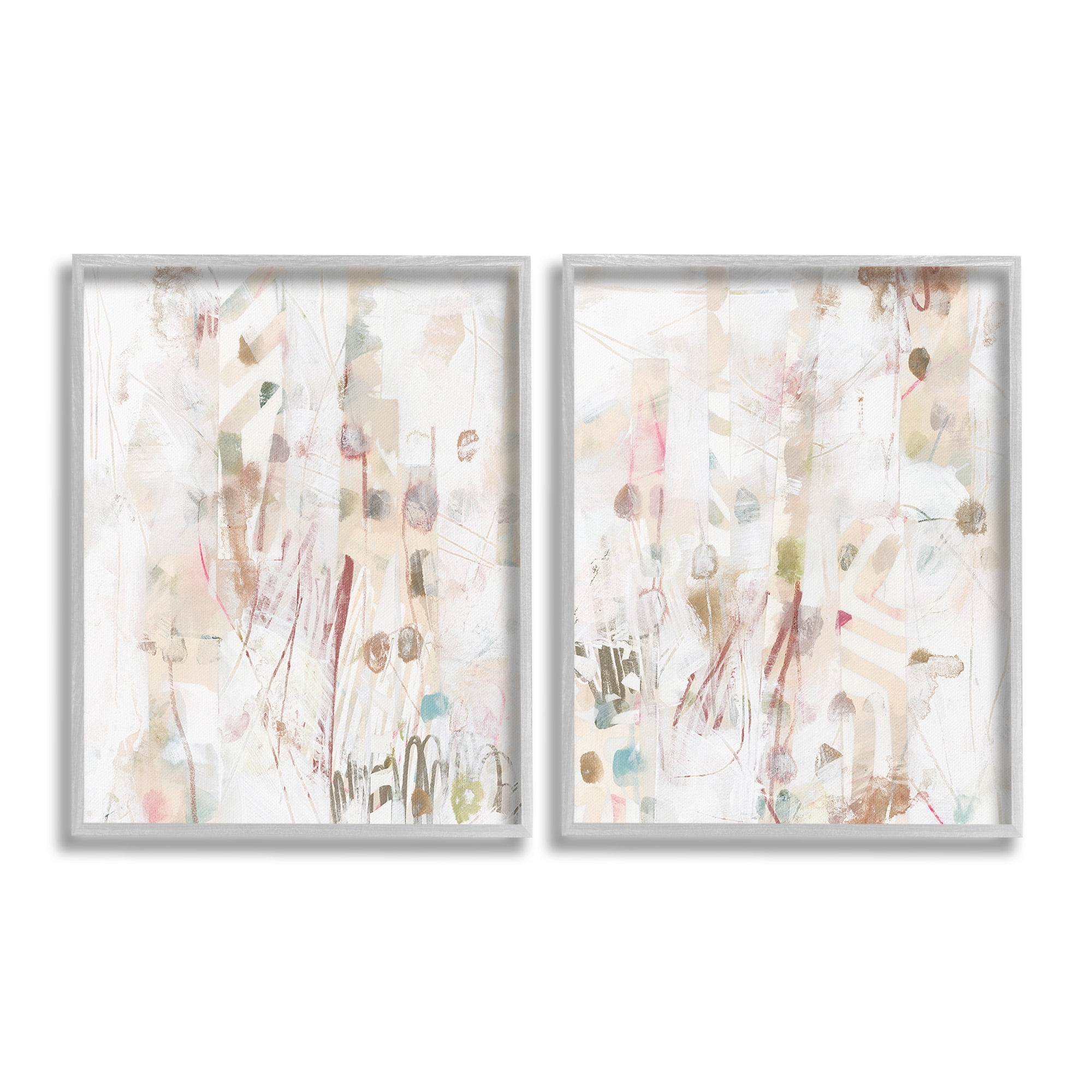 Stupell Industries Subtle Chaotic Patterns Abstract Painting Gray Framed Art Print Wall Art, 24 x 30, Set of 2