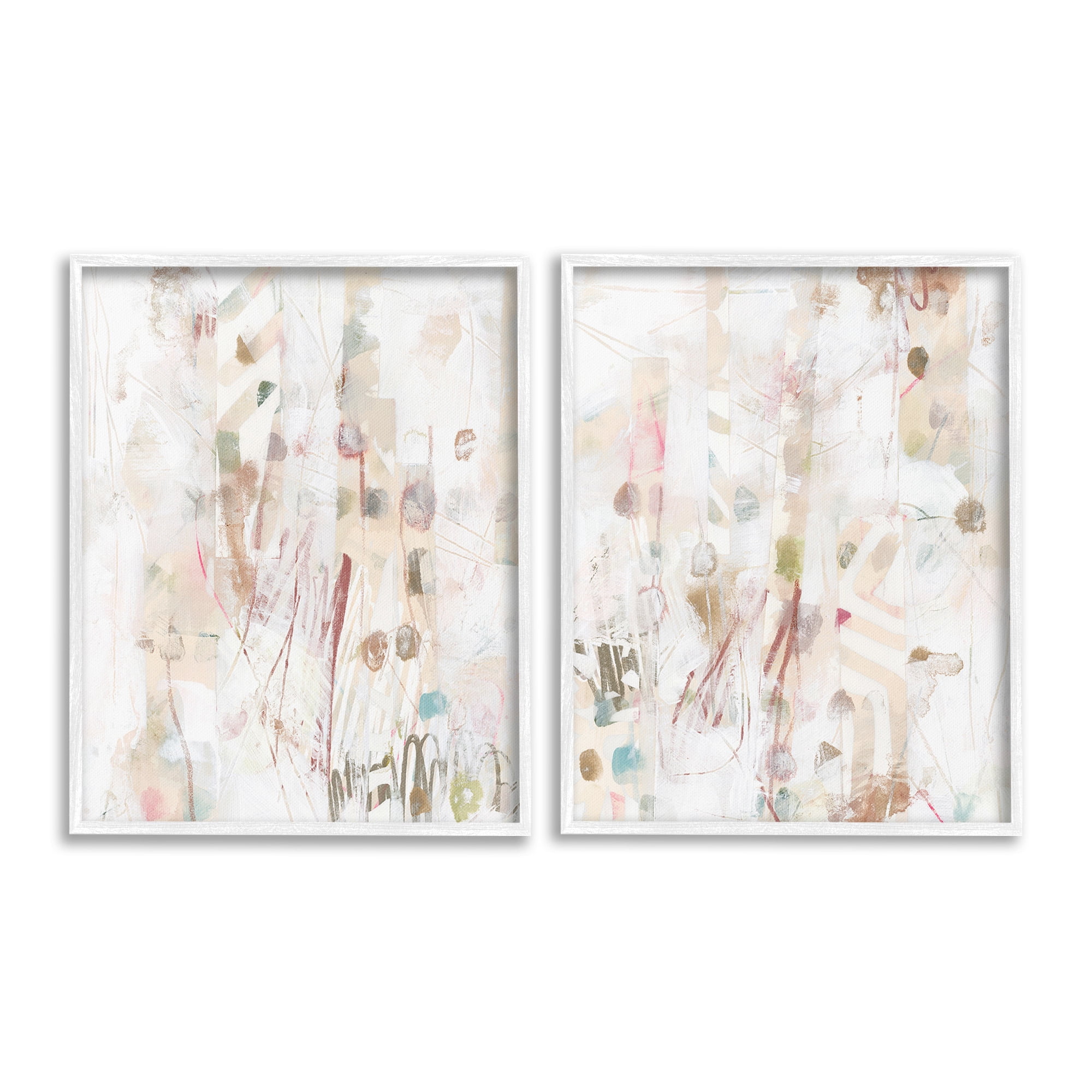 Stupell Industries Subtle Chaotic Patterns Abstract Painting White Framed Art Print Wall Art, 11 x 14, Set of 2