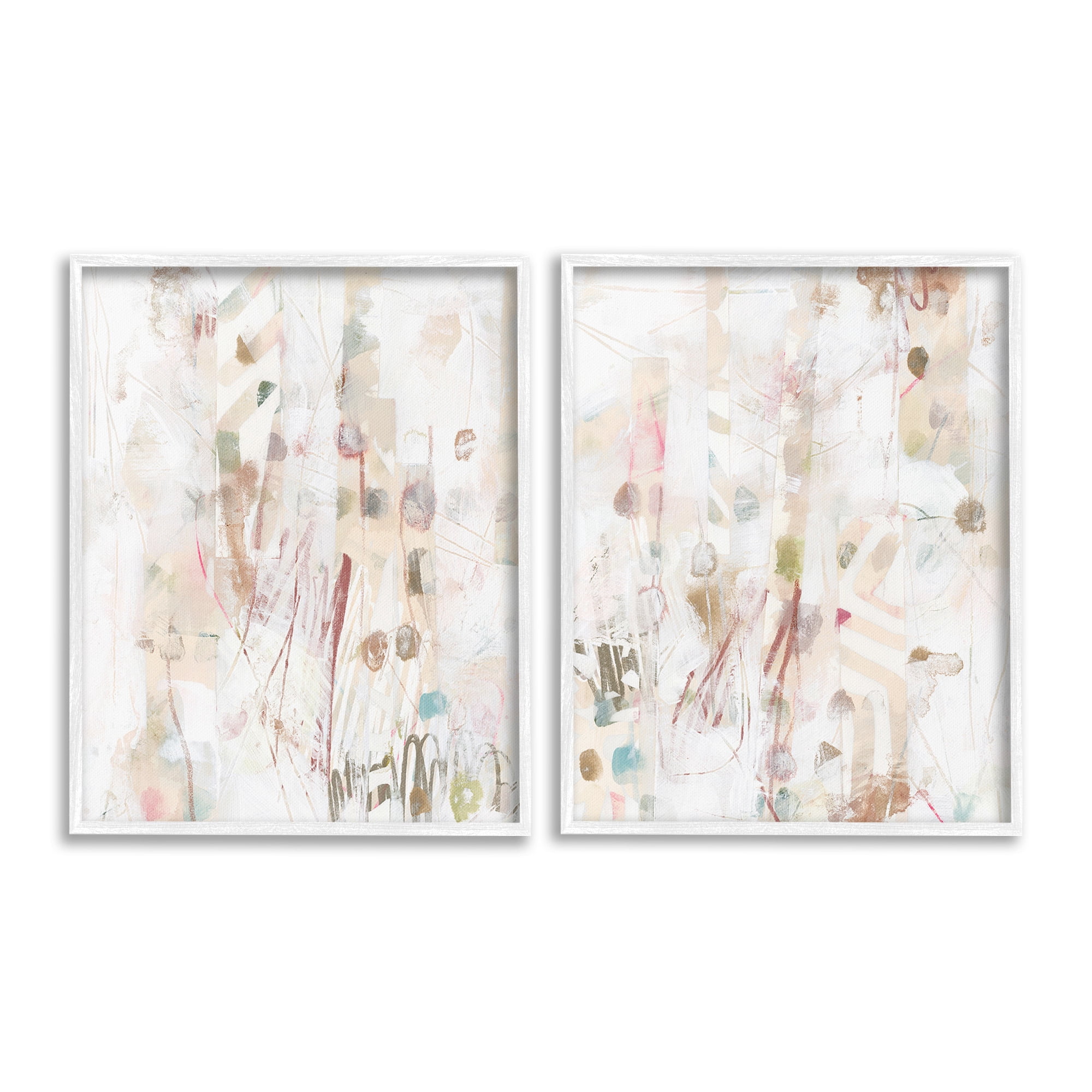 Stupell Industries Subtle Chaotic Patterns Abstract Painting White Framed Art Print Wall Art, 24 x 30, Set of 2