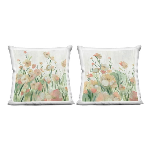 Stupell Industries Subtle Charming Flower Blooms 2 Piece Decorative Printed Throw Pillow Set, design by Hannah Dawson