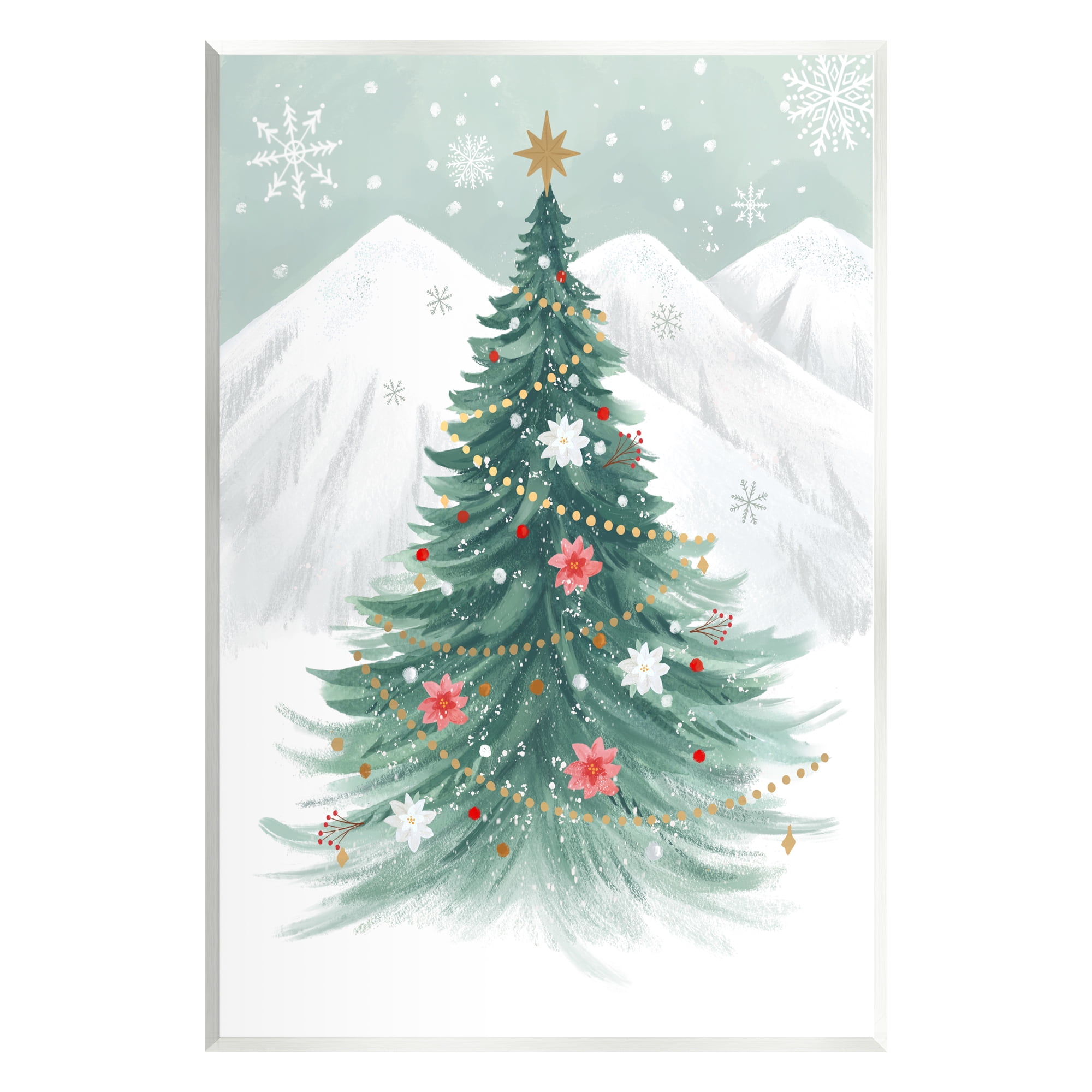 Stupell Industries Subtle Christmas Tree in Snow Holiday Painting Unframed Art Print Wall Art, 10 x 15
