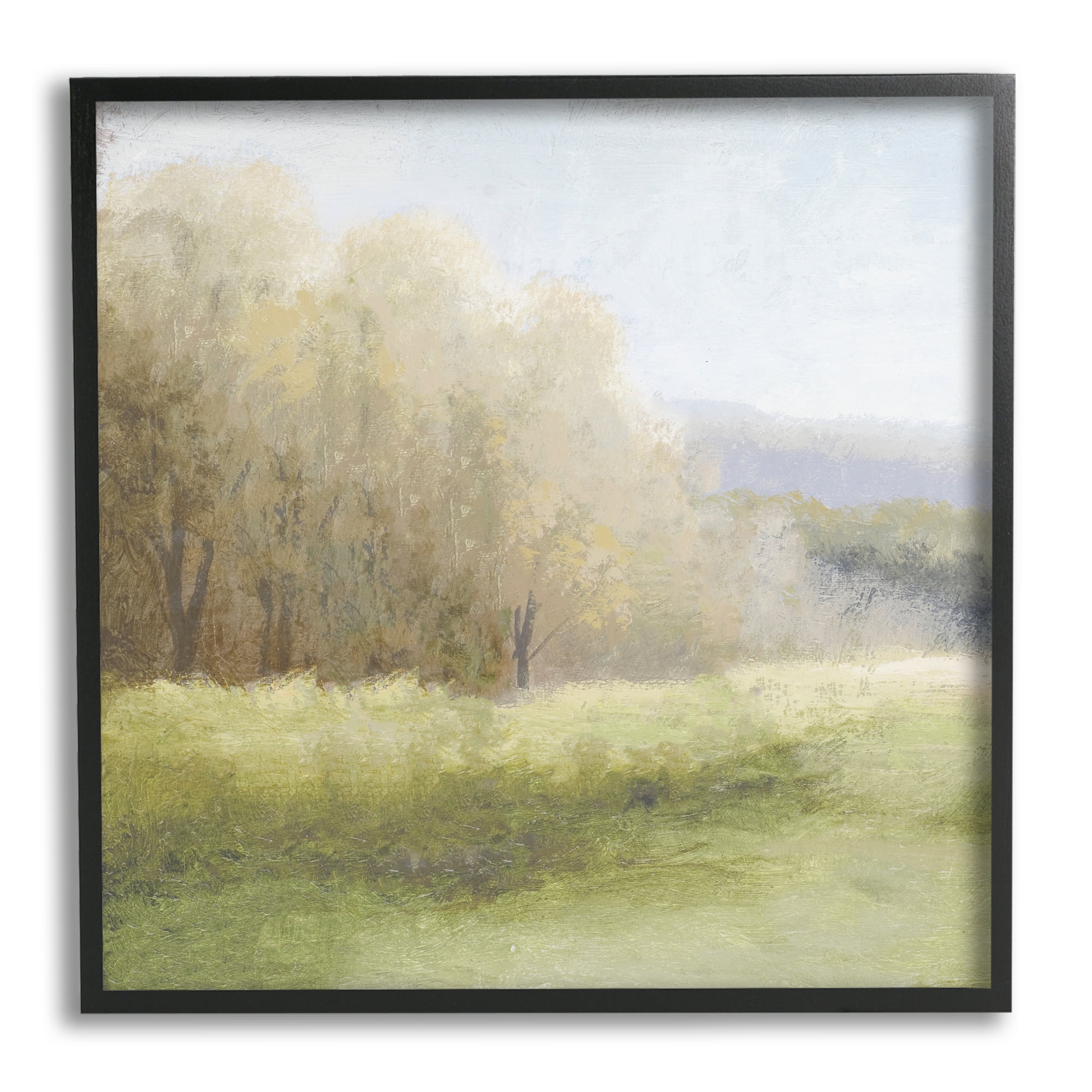 Stupell Industries Subtle Country Landscape Landscape Painting Black Framed Art Print Wall Art, 12 x 12