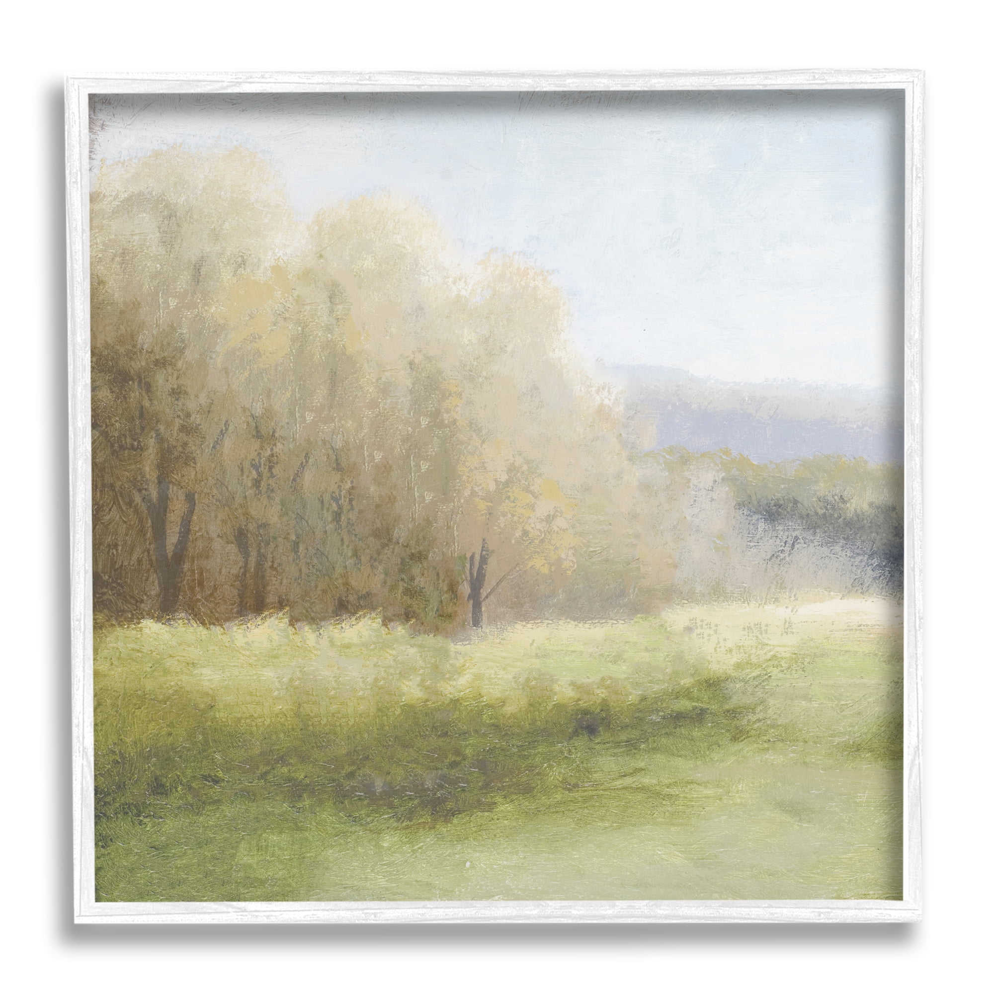 Stupell Industries Subtle Country Landscape Landscape Painting White Framed Art Print Wall Art, 24 x 24