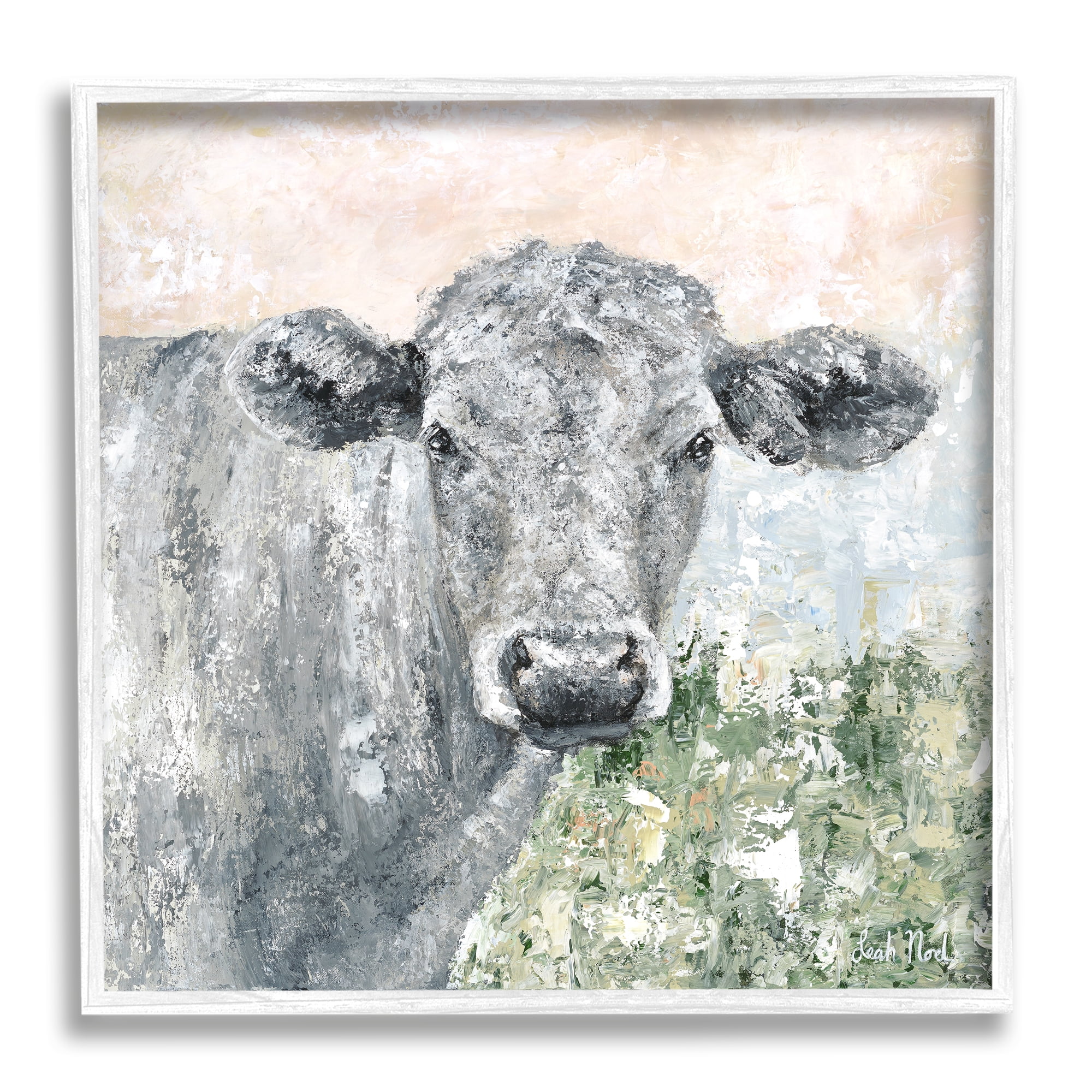 Stupell Industries Subtle Dappled Cow Portrait Animals & Insects Painting White Framed Art Print Wall Art, 17 x 17