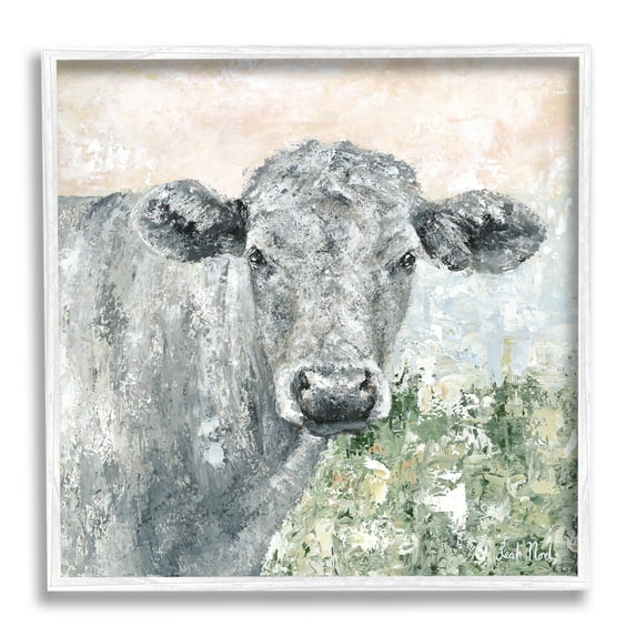 Stupell Industries Subtle Dappled Cow Portrait Animals & Insects Painting White Framed Art Print Wall Art, 24 x 24