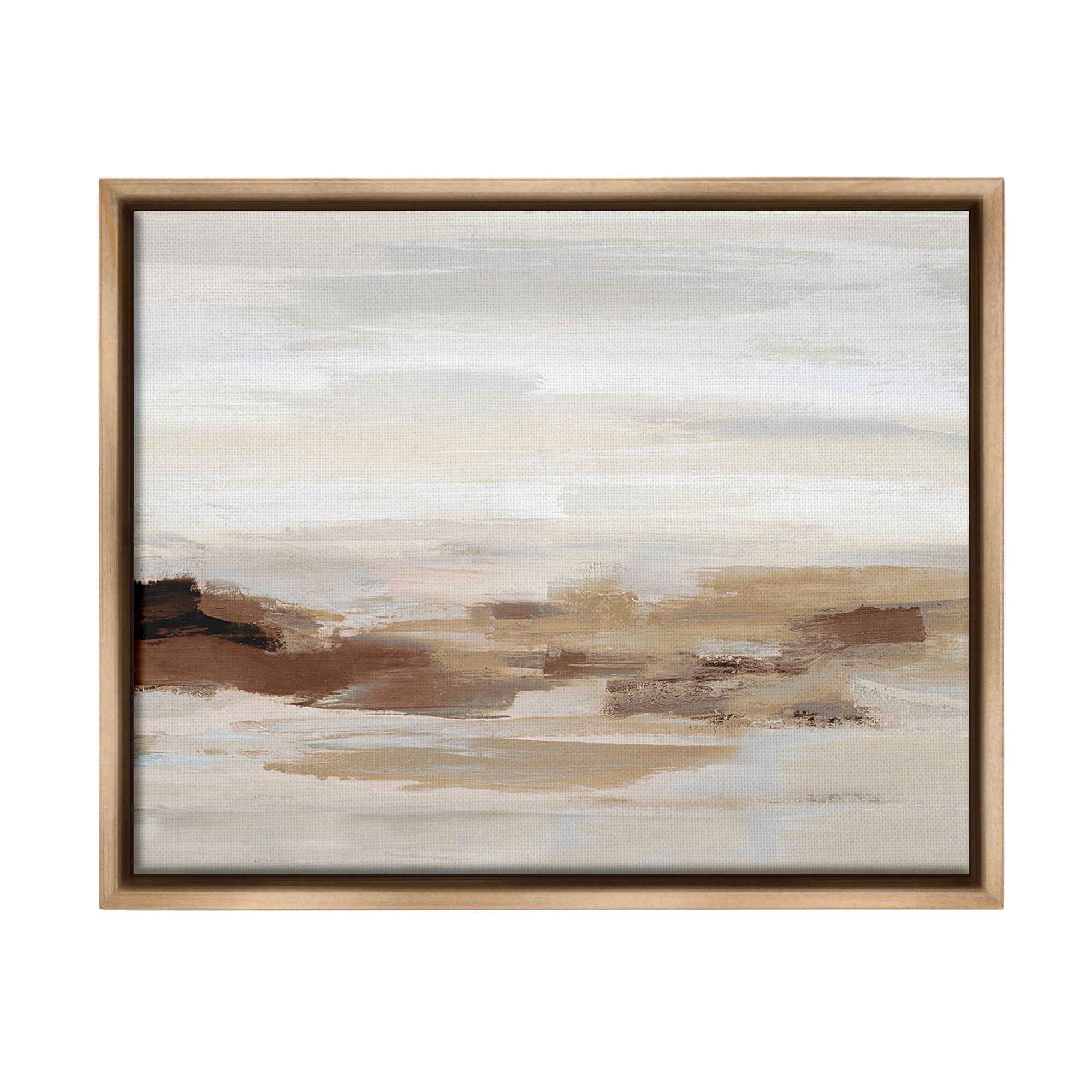 Stupell Industries Subtle Desert Dunes Abstract Painting Brown Floater Framed Canvas Art Print Wall Art, 31 x 25