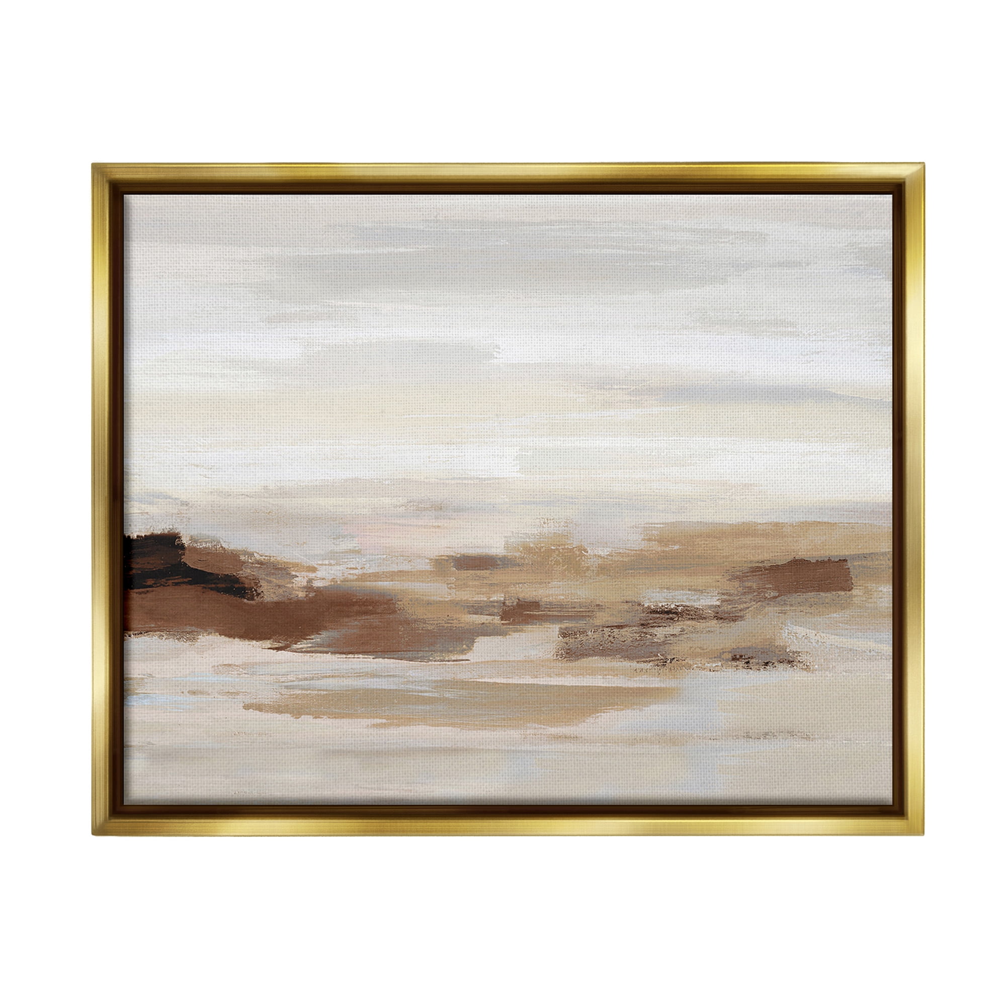 Stupell Industries Subtle Desert Dunes Abstract Painting Gold Floater Framed Canvas Art Print Wall Art, 21 x 17