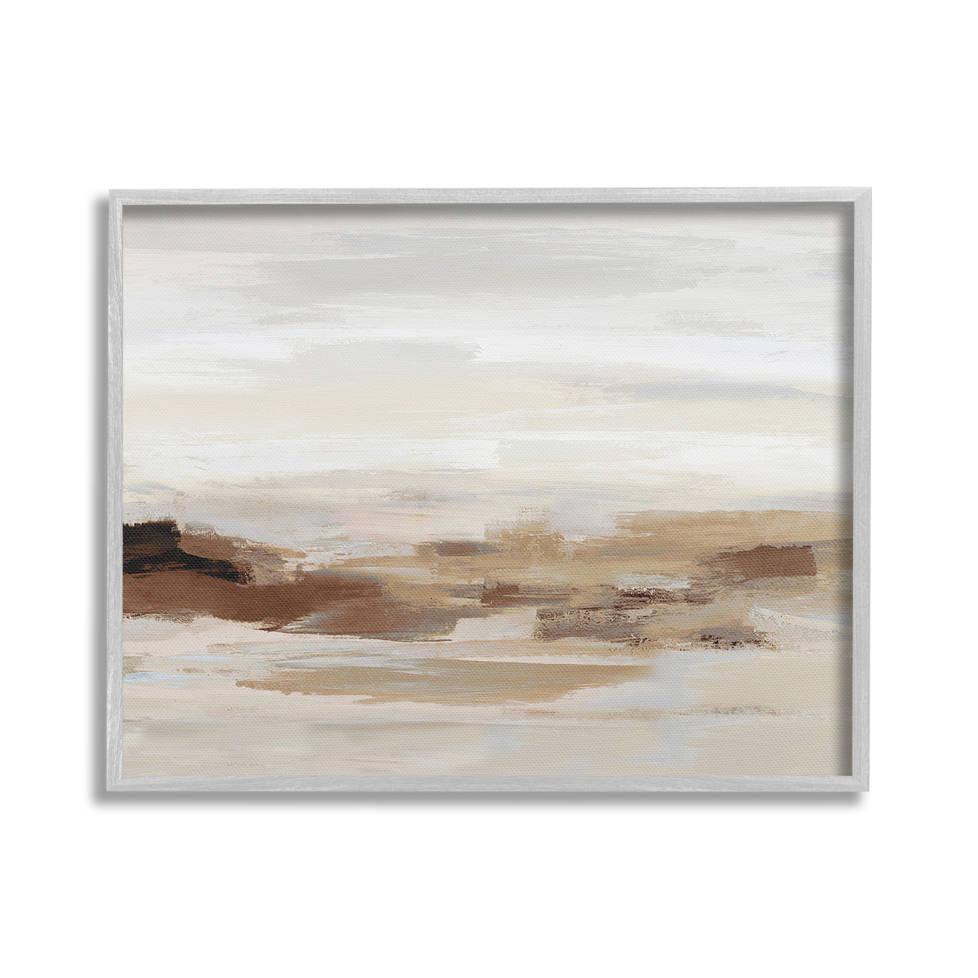 Stupell Industries Subtle Desert Dunes Abstract Painting Gray Framed Art Print Wall Art, 20 x 16