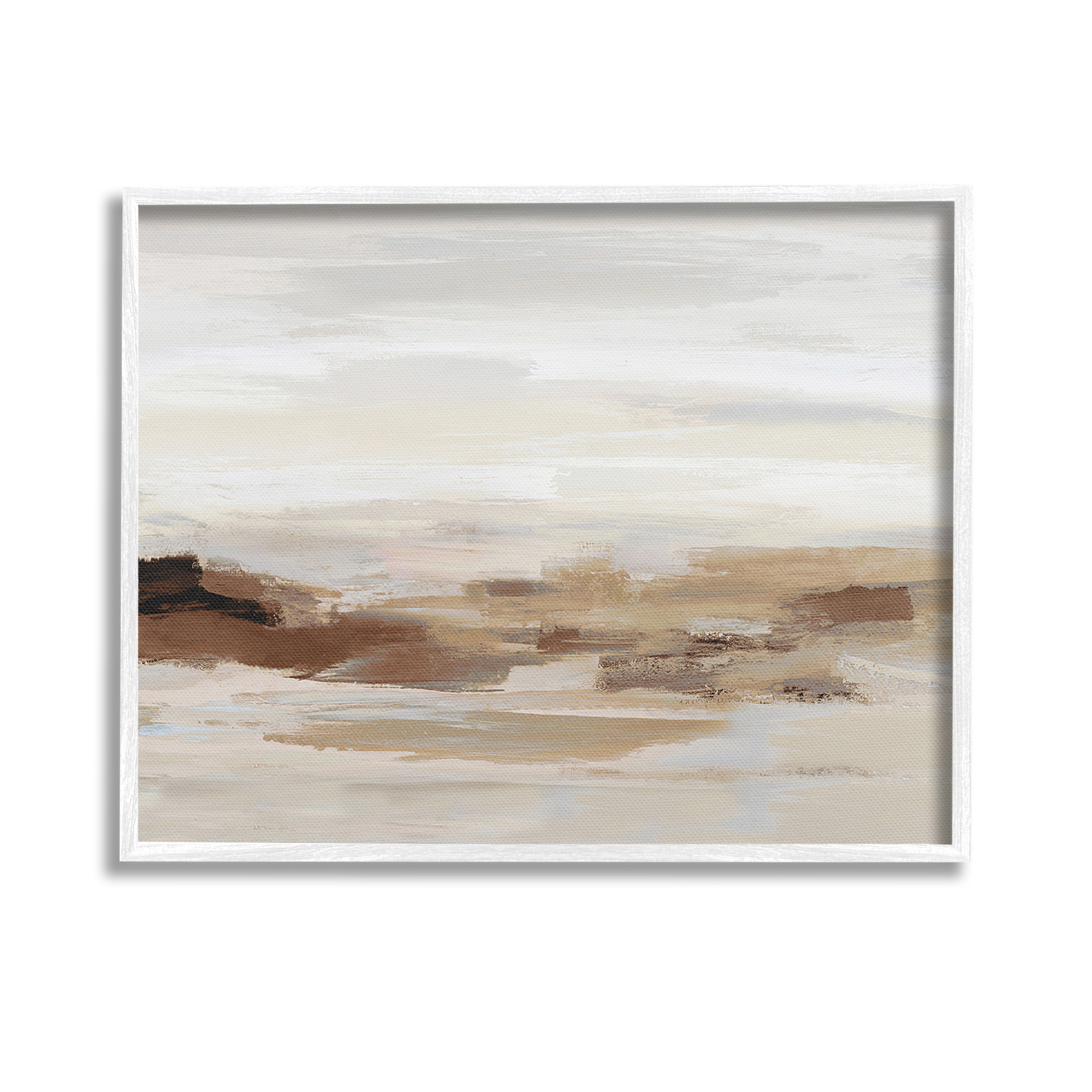 Stupell Industries Subtle Desert Dunes Abstract Painting White Framed Art Print Wall Art, 14 x 11