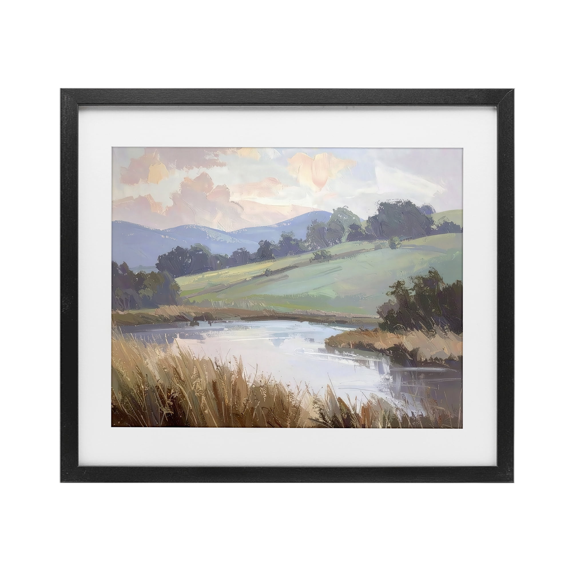 Stupell Industries Subtle Distant Mountains Black Framed Print Under Glass, design by Alonza Saunders