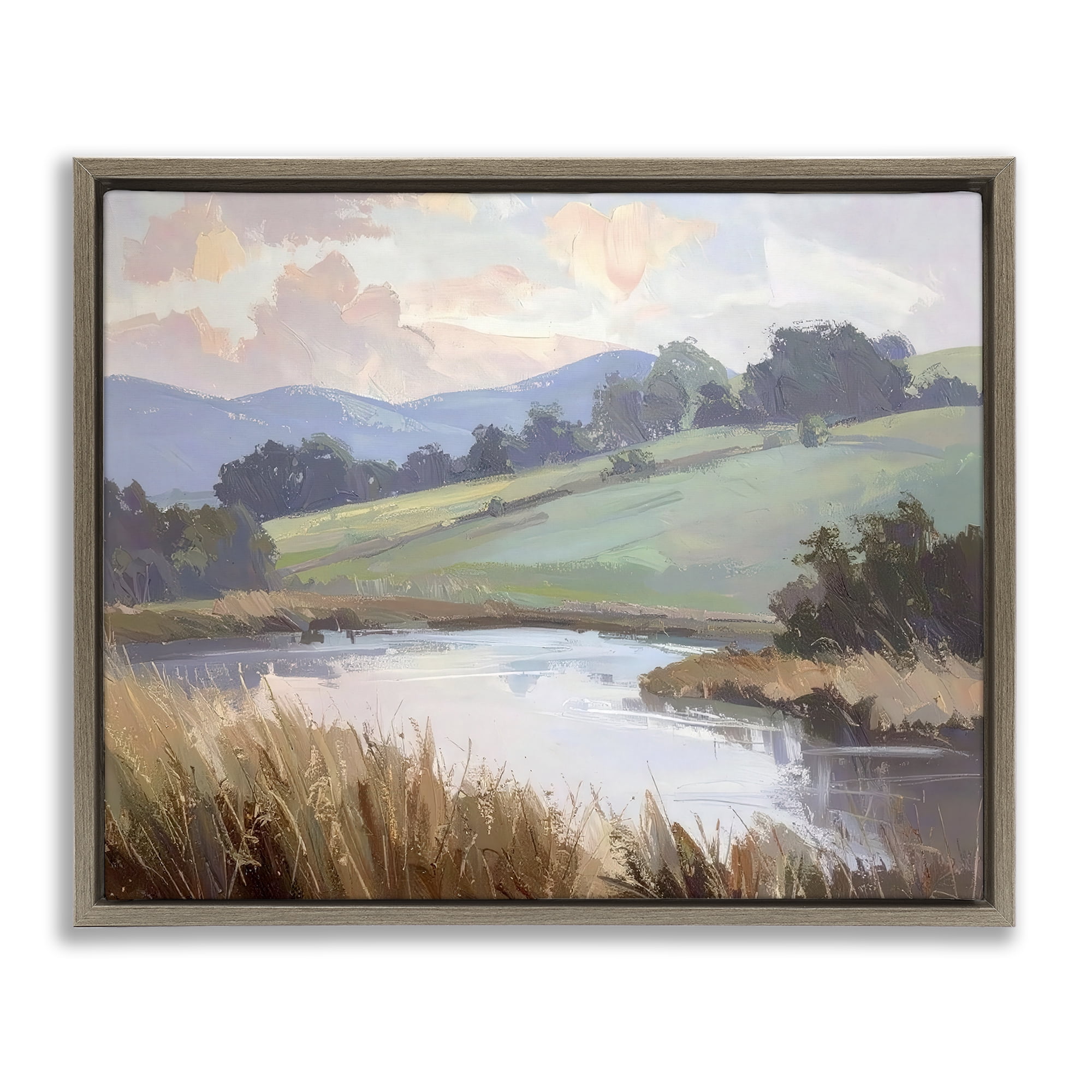 Stupell Industries Subtle Distant Mountains Brown Framed Floater Canvas Wall Art, design by Alonza Saunders