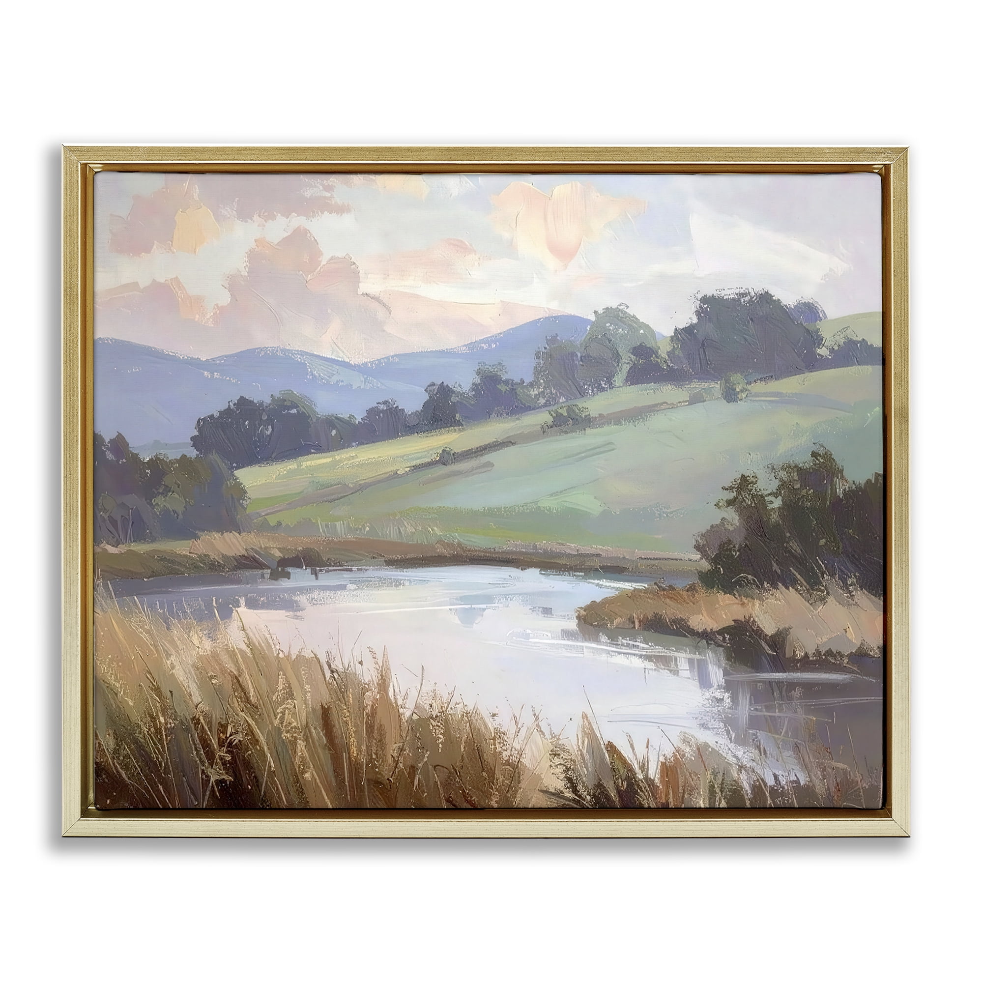 Stupell Industries Subtle Distant Mountains Gold Framed Floater Canvas Wall Art, design by Alonza Saunders