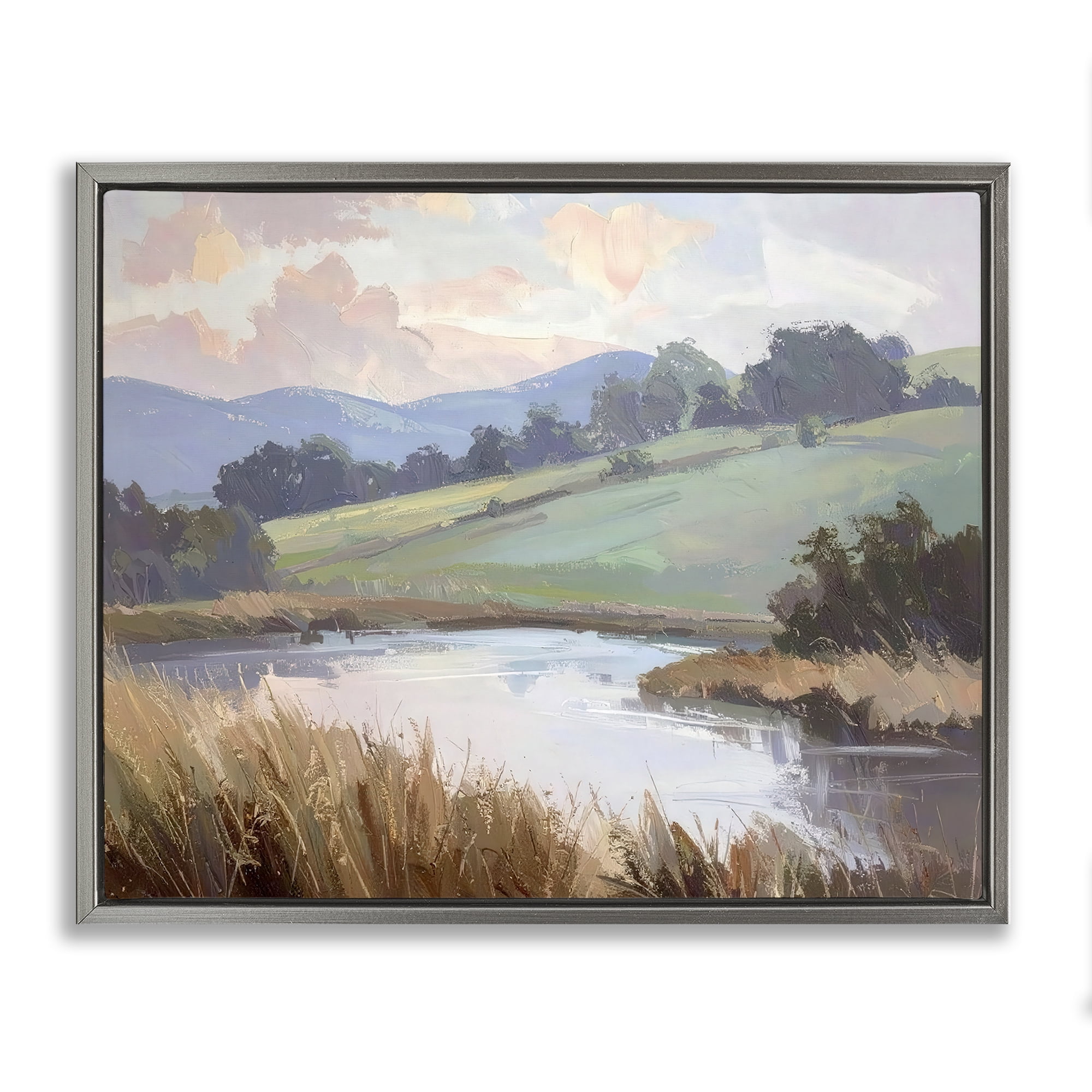 Stupell Industries Subtle Distant Mountains Gray Framed Floater Canvas Wall Art, design by Alonza Saunders