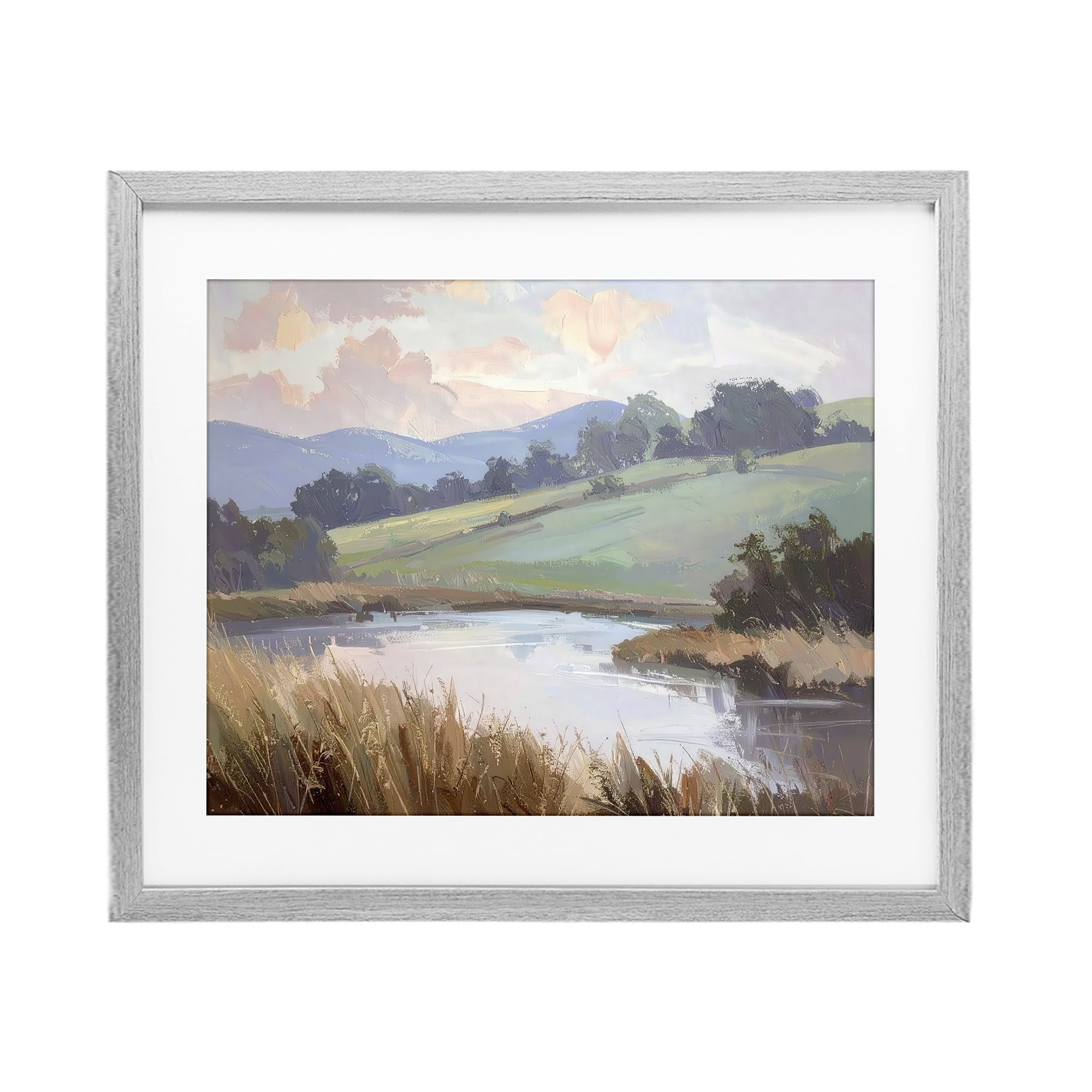 Stupell Industries Subtle Distant Mountains Gray Framed Print Under Glass, design by Alonza Saunders