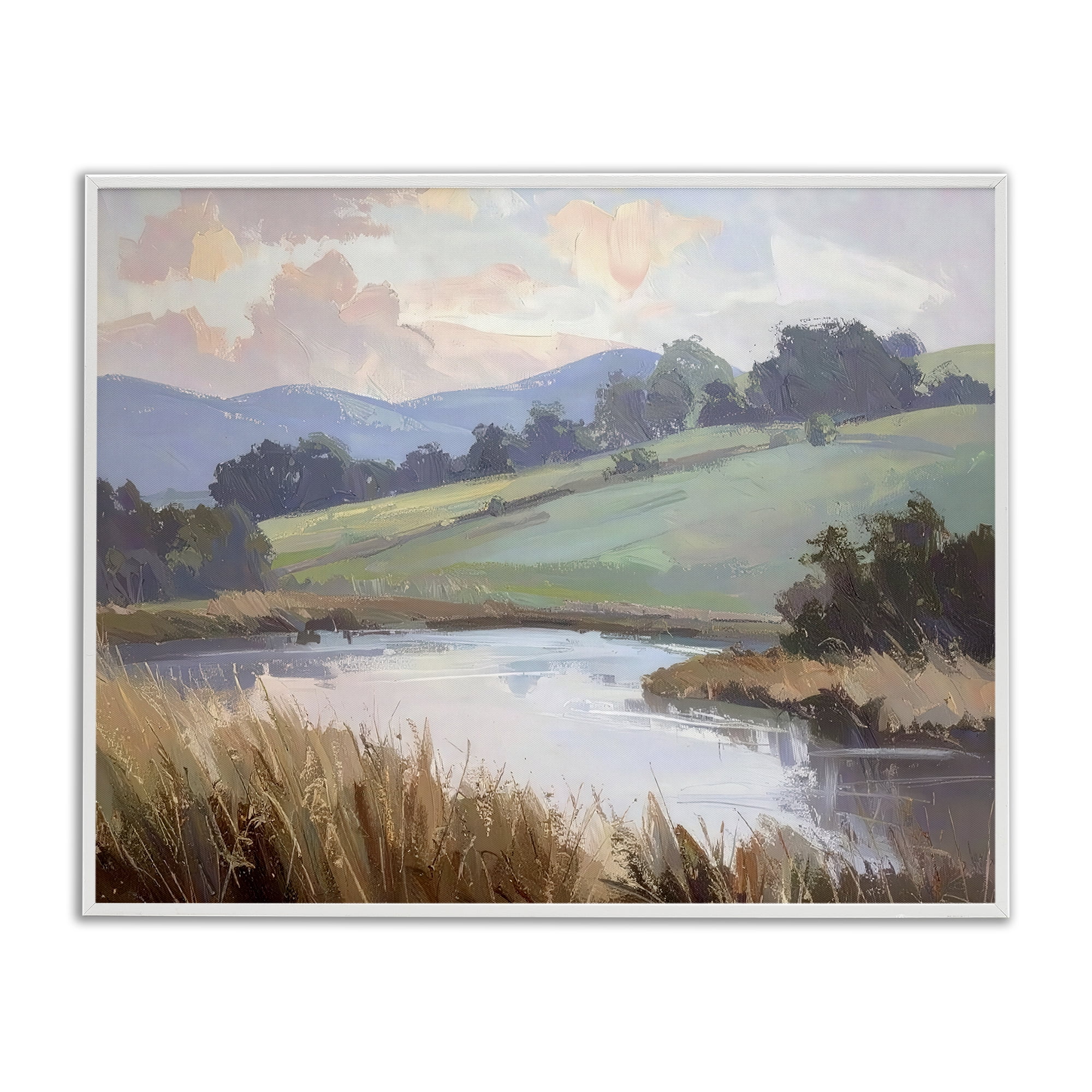 Stupell Industries Subtle Distant Mountains White Framed Giclee Art, design by Alonza Saunders