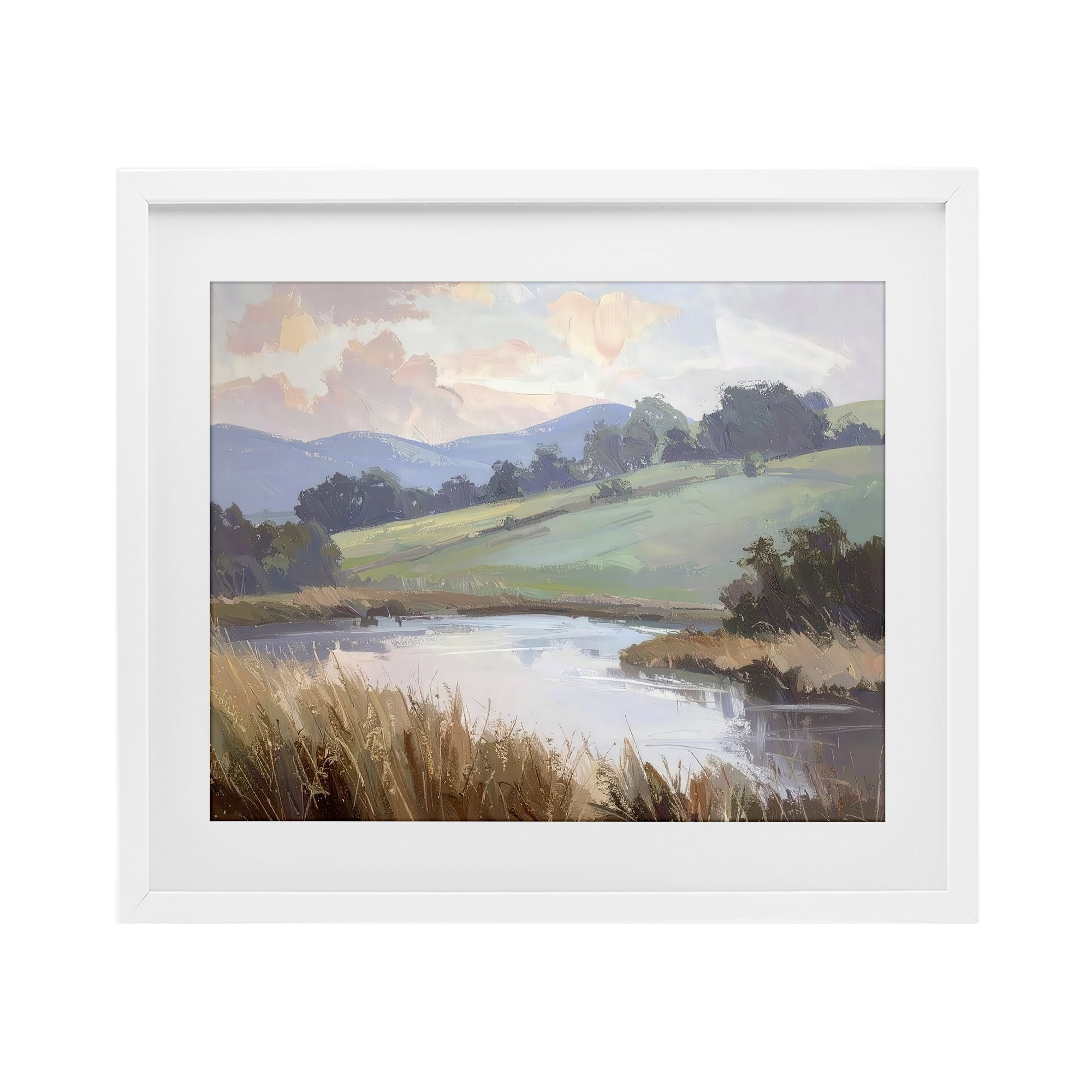 Stupell Industries Subtle Distant Mountains White Framed Print Under Glass, design by Alonza Saunders