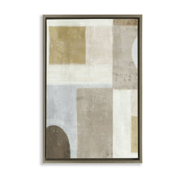 Stupell Industries Subtle Drift Geometrics Brown Framed Floater Canvas Wall Art design by Emma Peal, 31 x 21