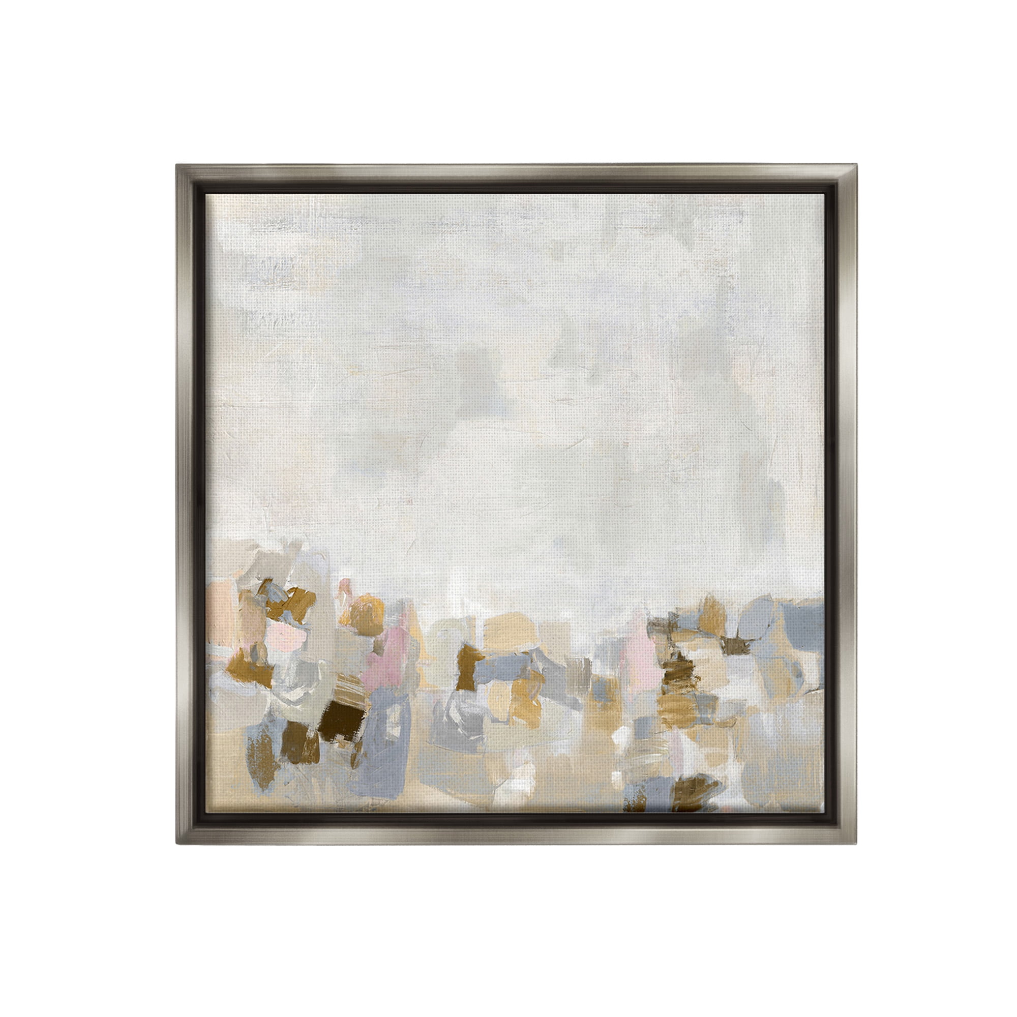 Stupell Industries Subtle Flecked Landscape Abstract Painting Gray Floater Framed Canvas Art Print Wall Art, 18 x 18