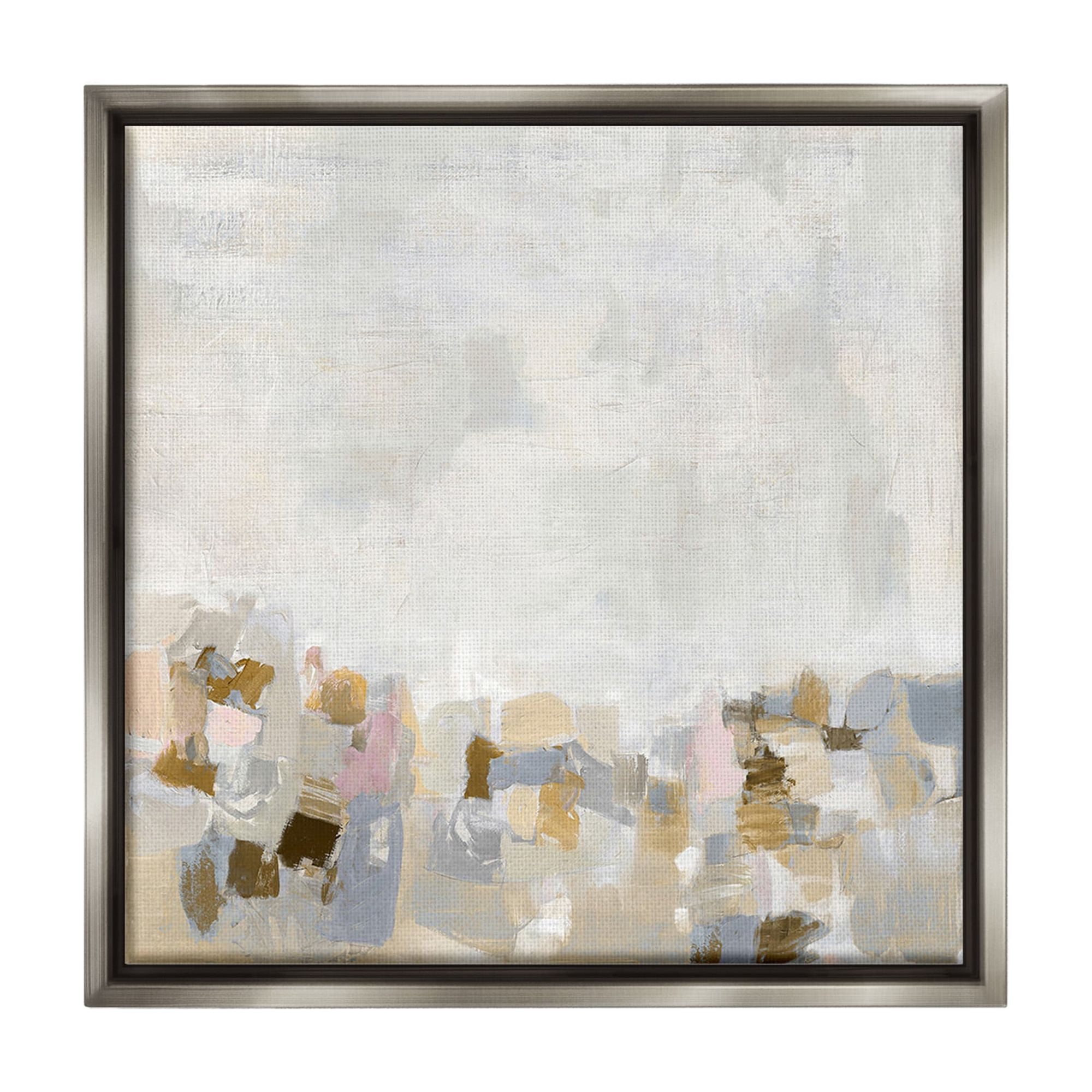 Stupell Industries Subtle Flecked Landscape Abstract Painting Gray Floater Framed Canvas Art Print Wall Art, 25 x 25