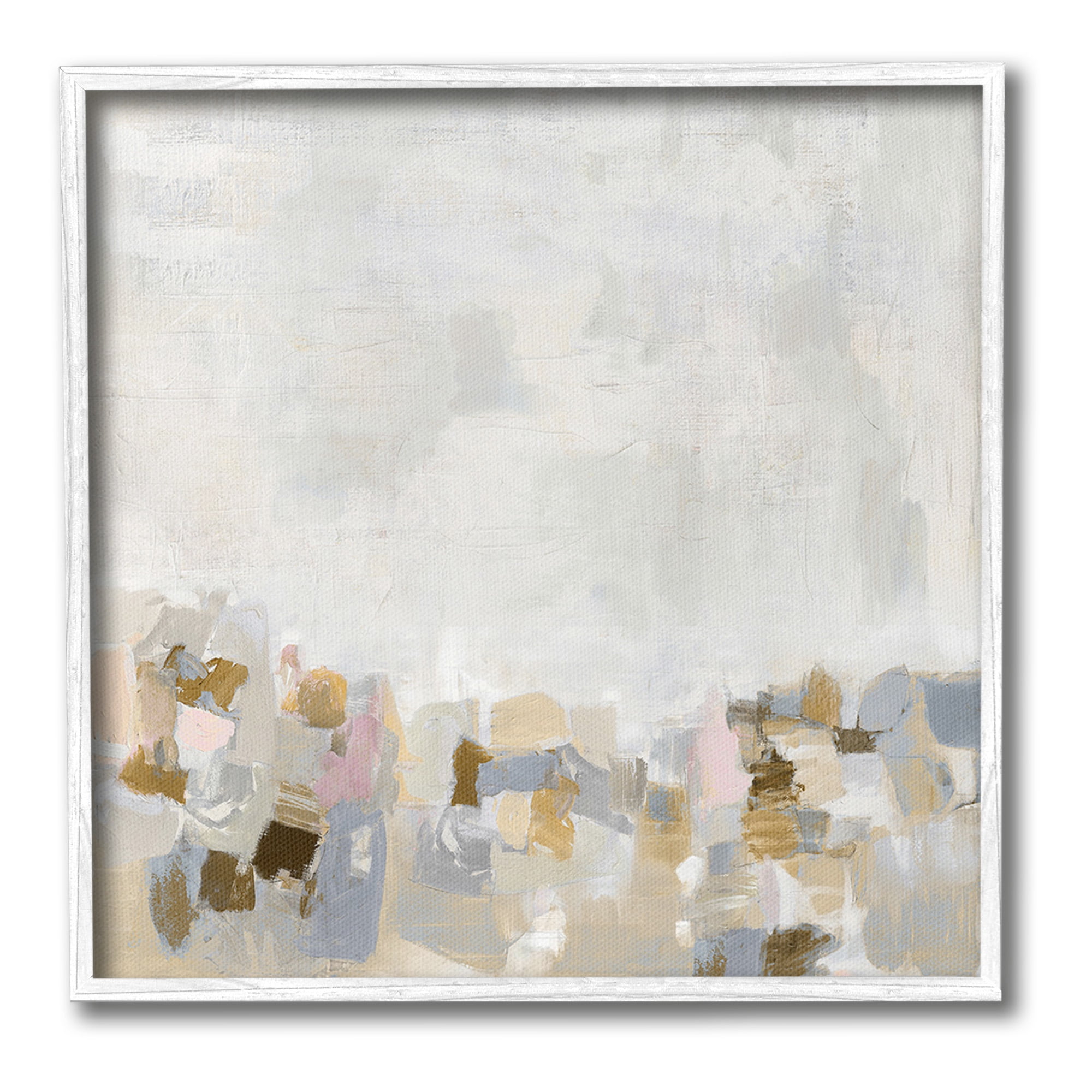 Stupell Industries Subtle Flecked Landscape Abstract Painting White Framed Art Print Wall Art, 17 x 17