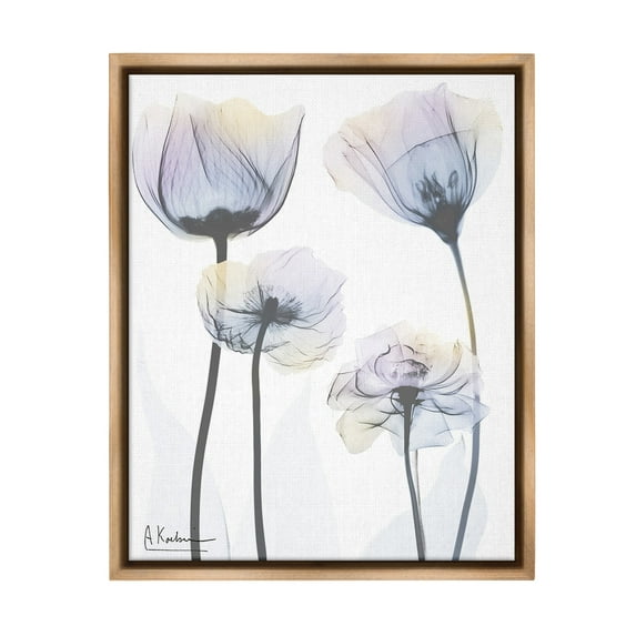Stupell Industries Subtle Flower Shapes Botanical & Floral Photography Brown Floater Framed Canvas Art Print Wall Art, 17 x 21