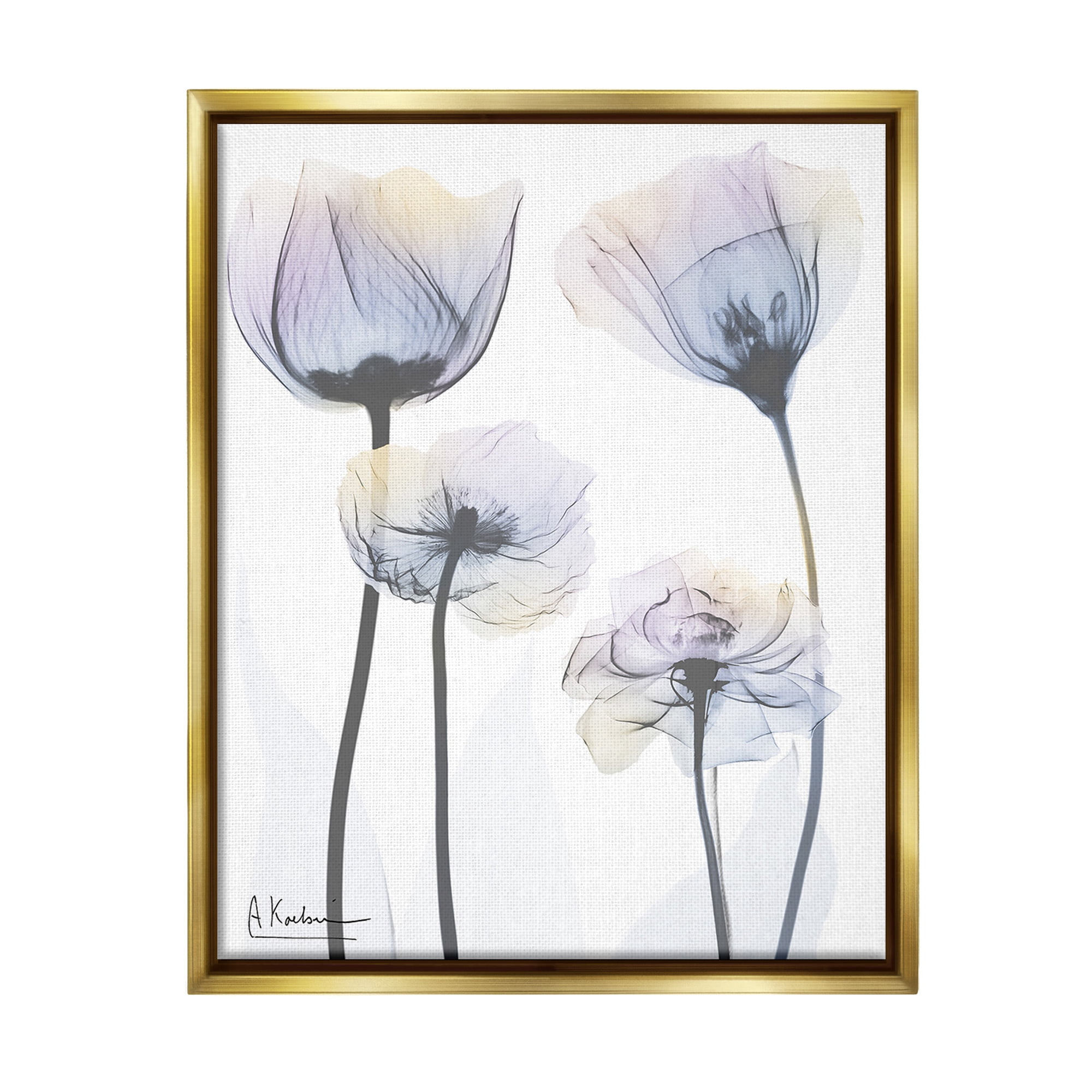 Stupell Industries Subtle Flower Shapes Botanical & Floral Photography Gold Floater Framed Canvas Art Print Wall Art, 17 x 21