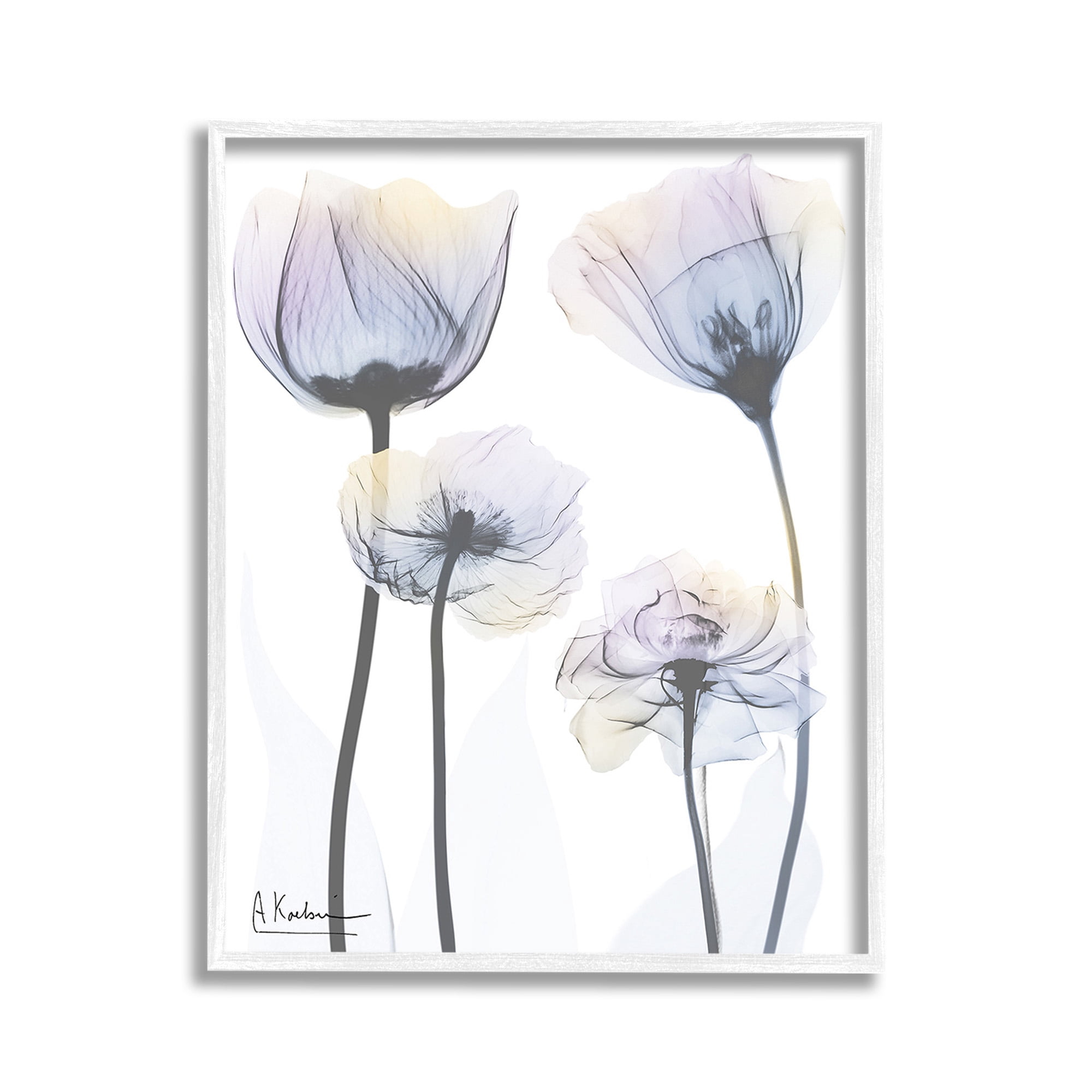 Stupell Industries Subtle Flower Shapes Botanical & Floral Photography White Framed Art Print Wall Art, 11 x 14