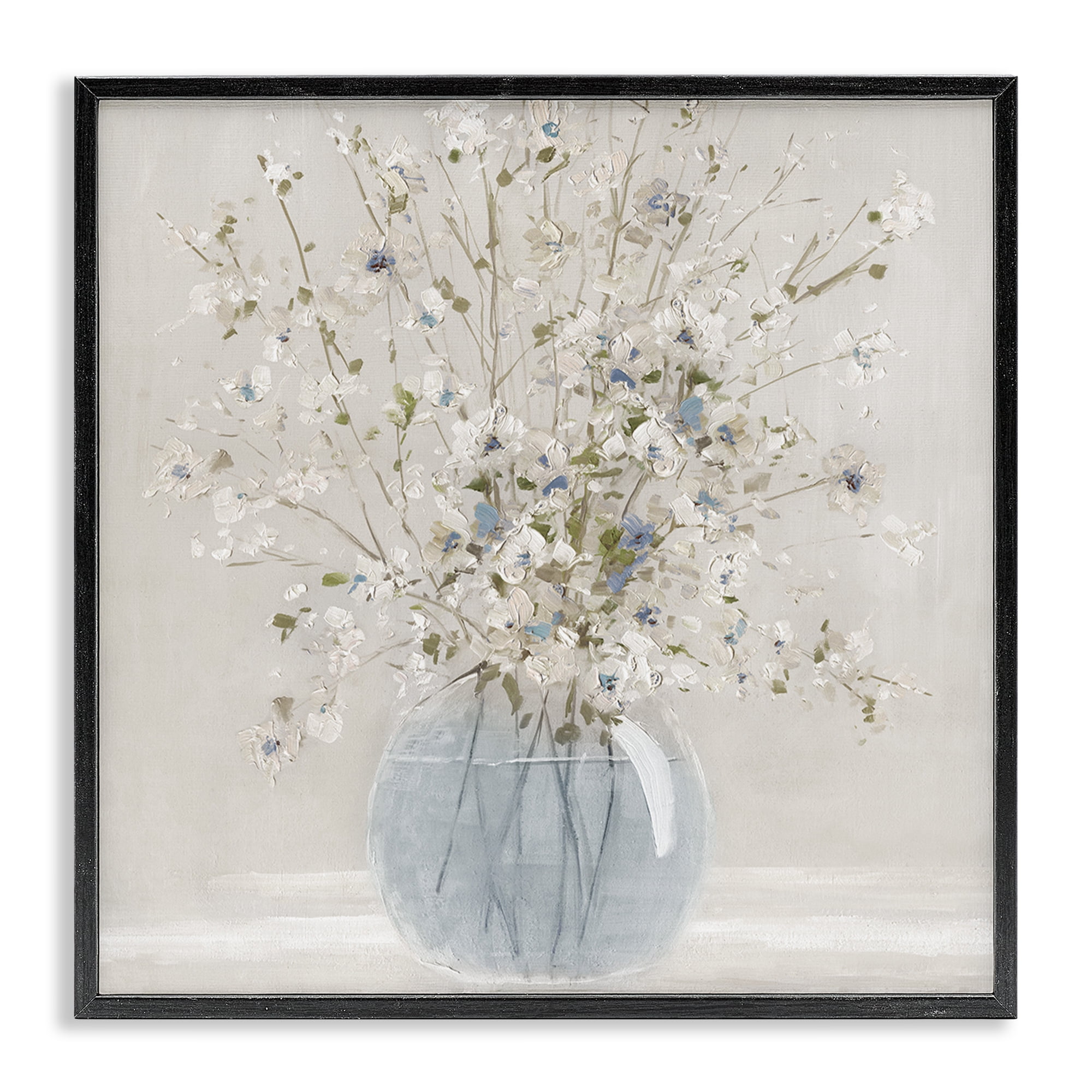 Stupell Industries Subtle Glass Vase Bouquet Black Framed Giclee Art, design by Carol Robinson