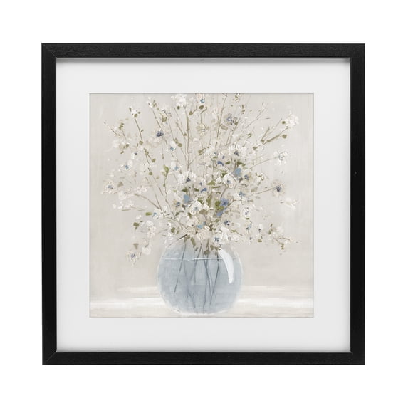 Stupell Industries Farmhouse Subtle Glass Vase Bouquet Black Framed Print Under Glass, 13 x 13, by Carol Robinson