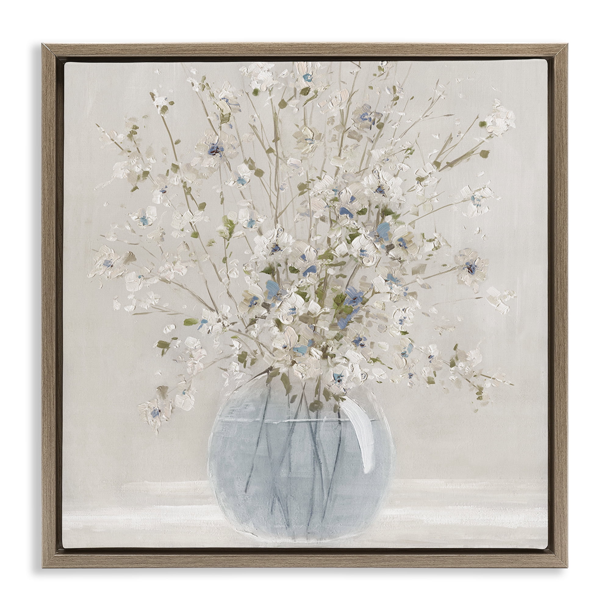 Stupell Industries Subtle Glass Vase Bouquet Brown Framed Floater Canvas Wall Art, design by Carol Robinson