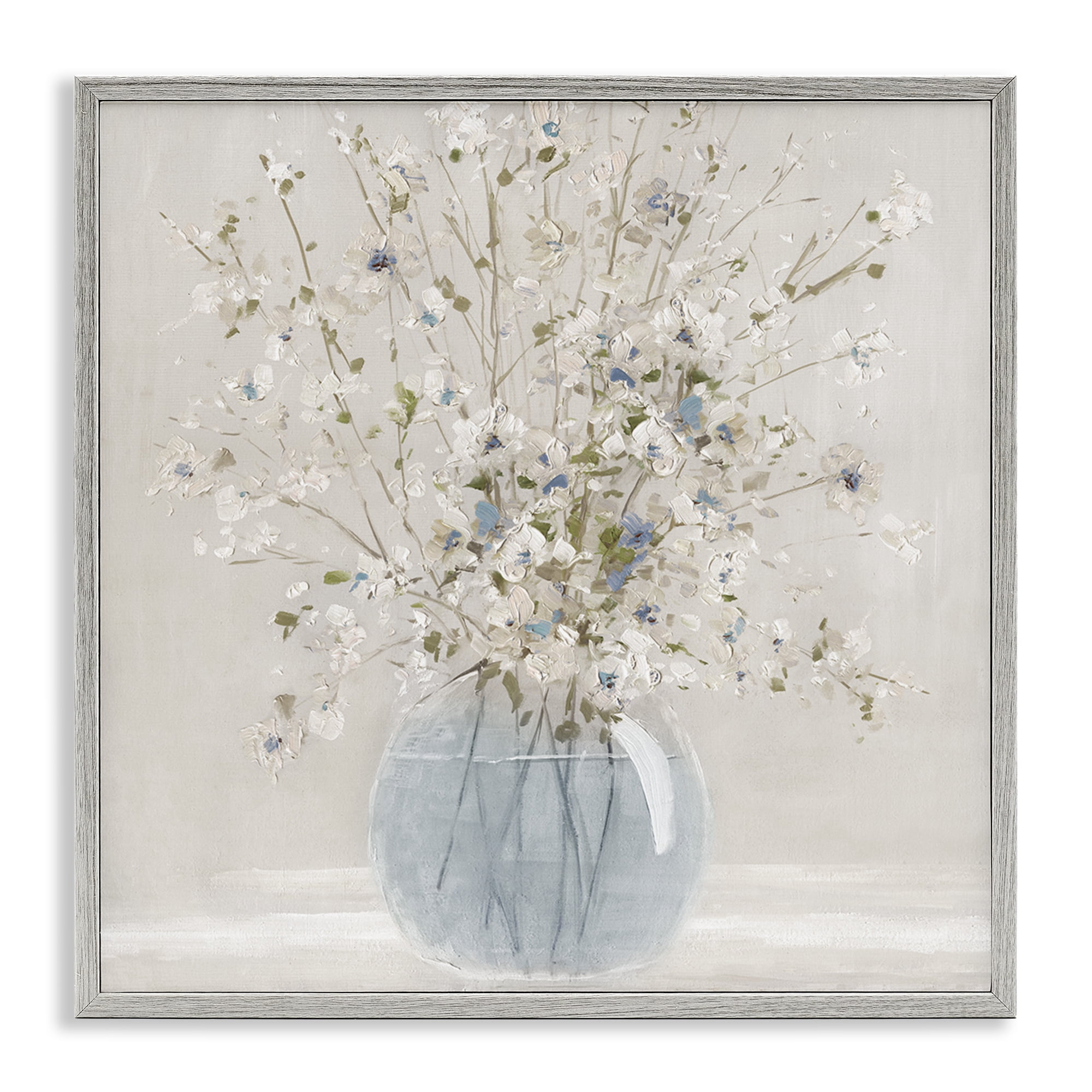 Stupell Industries Subtle Glass Vase Bouquet Gray Framed Giclee Art, design by Carol Robinson