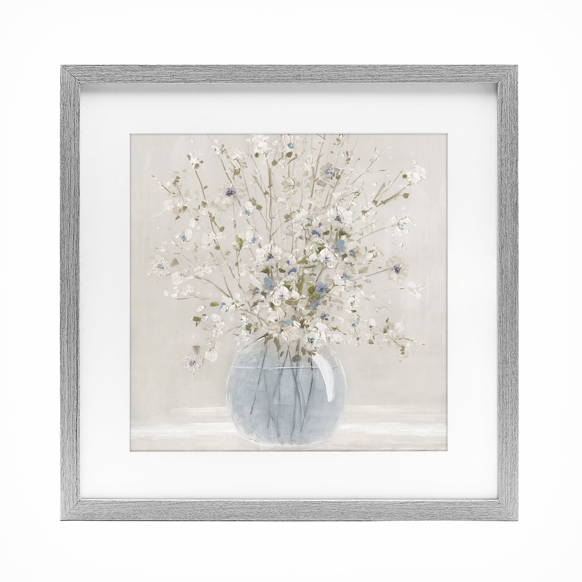 Stupell Industries Subtle Glass Vase Bouquet Gray Framed Print Under Glass, design by Carol Robinson