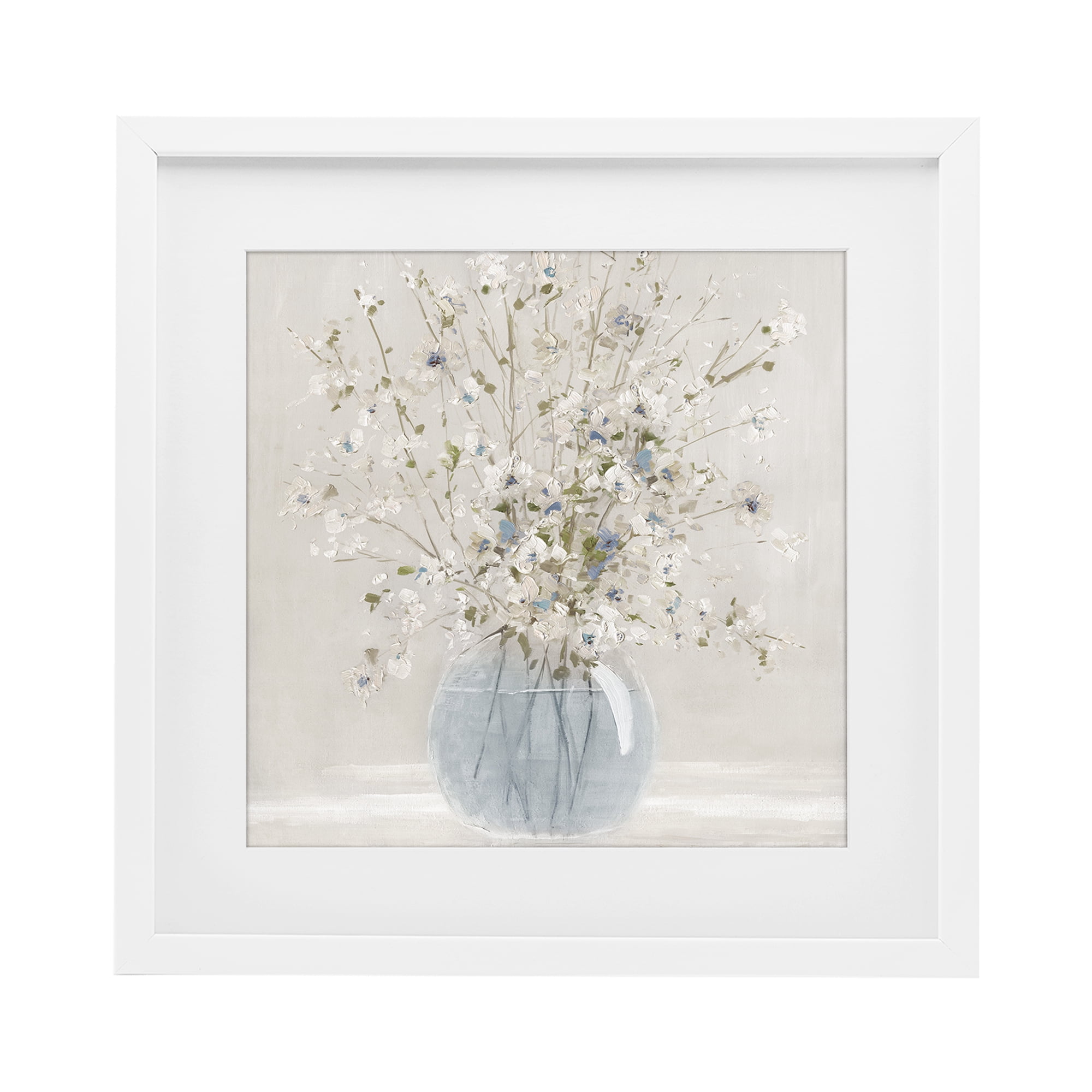 Stupell Industries Subtle Glass Vase Bouquet White Framed Print Under Glass, design by Carol Robinson