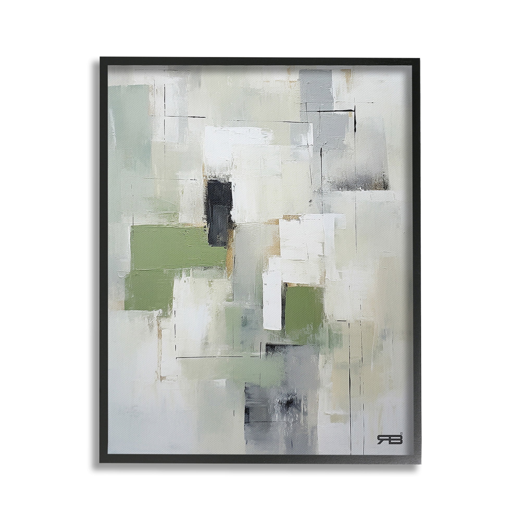 Stupell Industries Subtle Grey Shapes Abstract Painting Black Framed Art Print Wall Art, 16 x 20