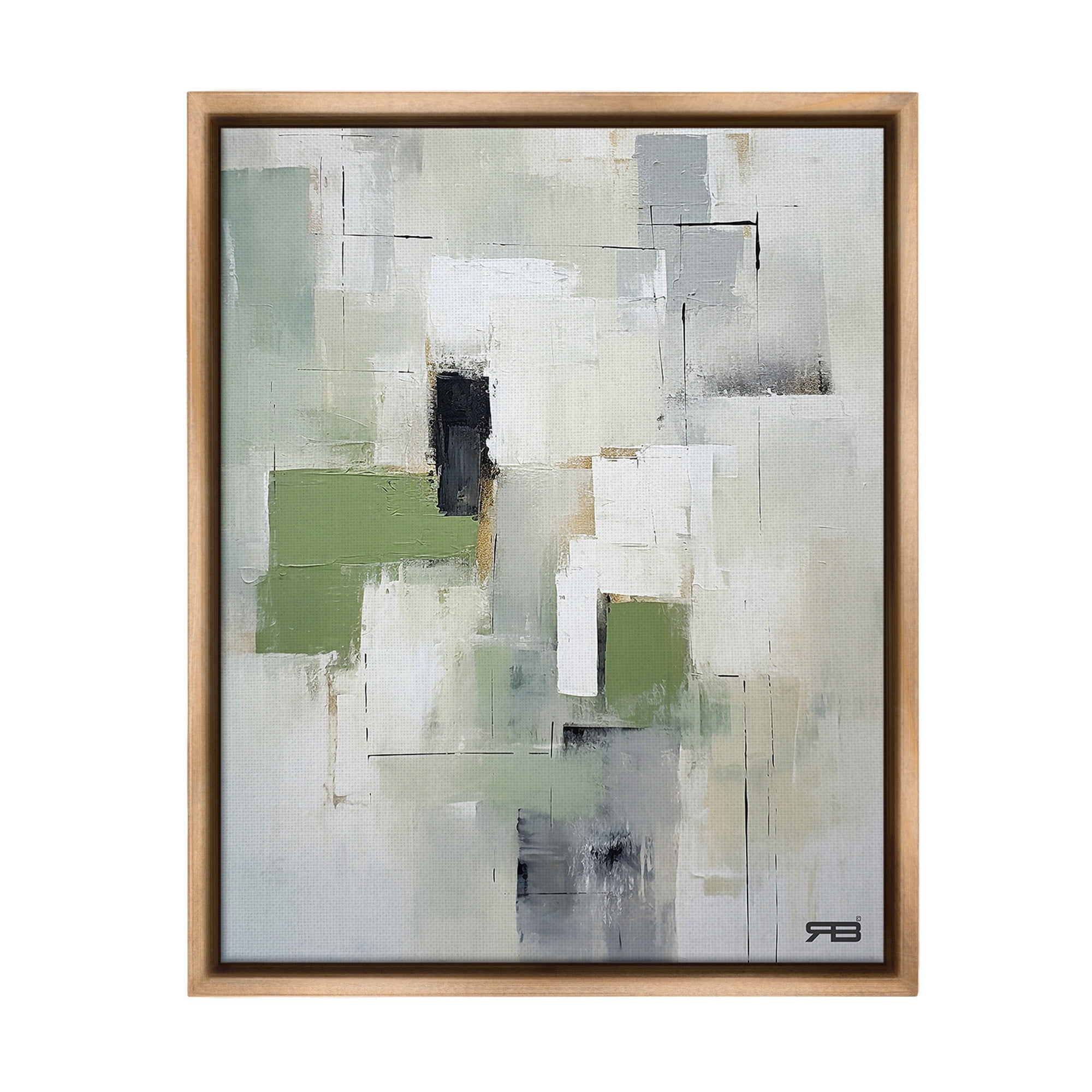 Stupell Industries Subtle Grey Shapes Abstract Painting Brown Floater Framed Canvas Art Print Wall Art, 17 x 21