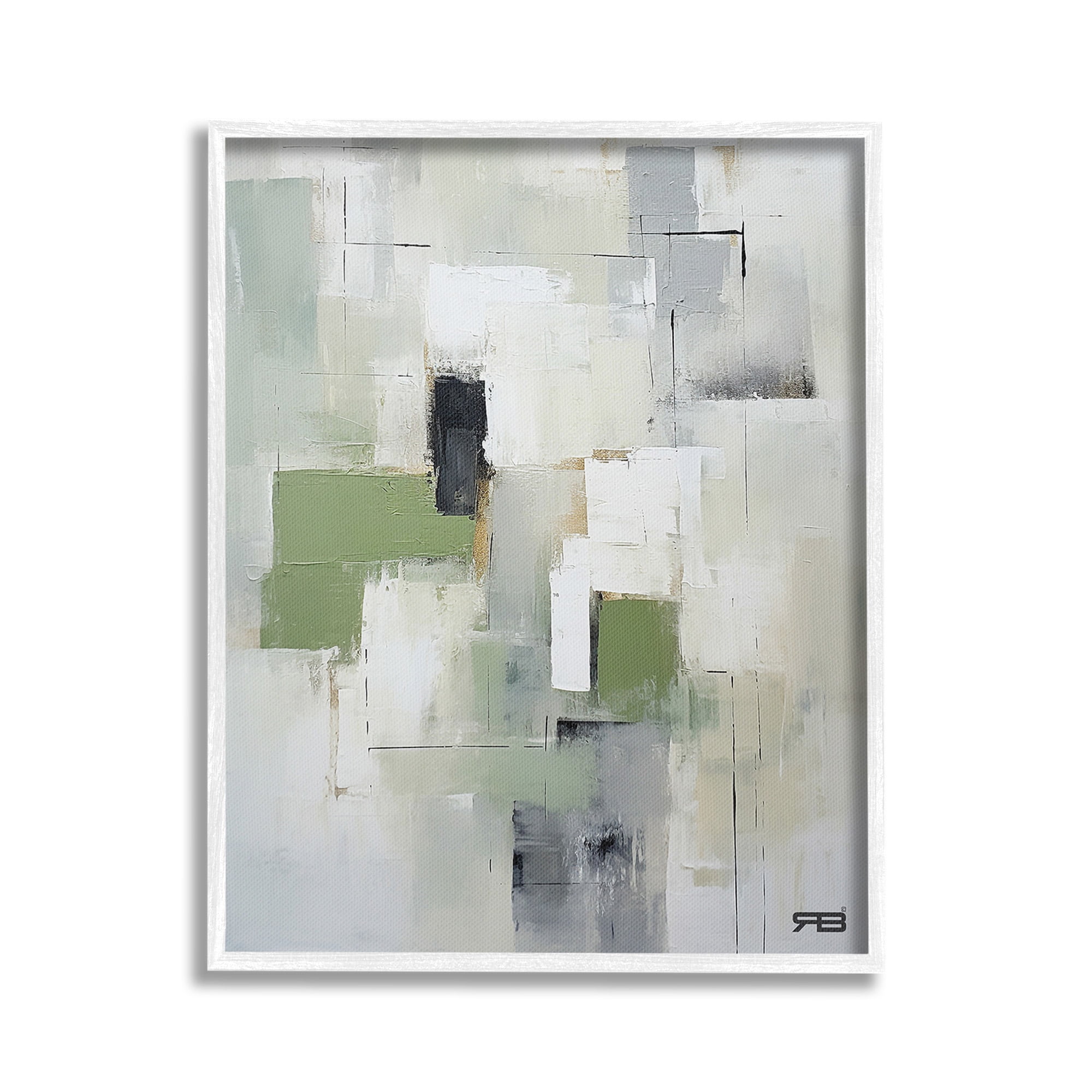 Stupell Industries Subtle Grey Shapes Abstract Painting White Framed Art Print Wall Art, 16 x 20