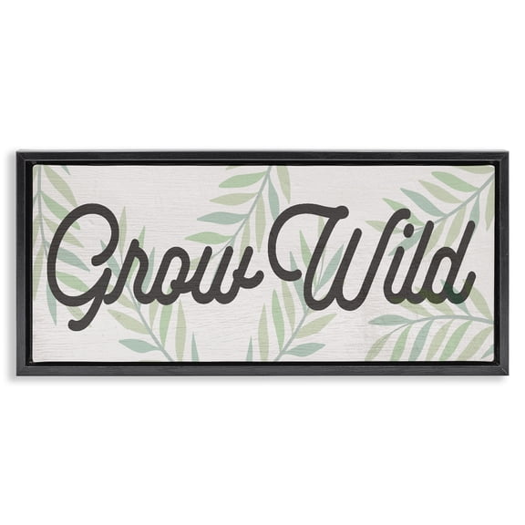 Stupell Industries Subtle Grow Wild Black Framed Floater Canvas Wall Art design by Lil' Rue, 11 x 25