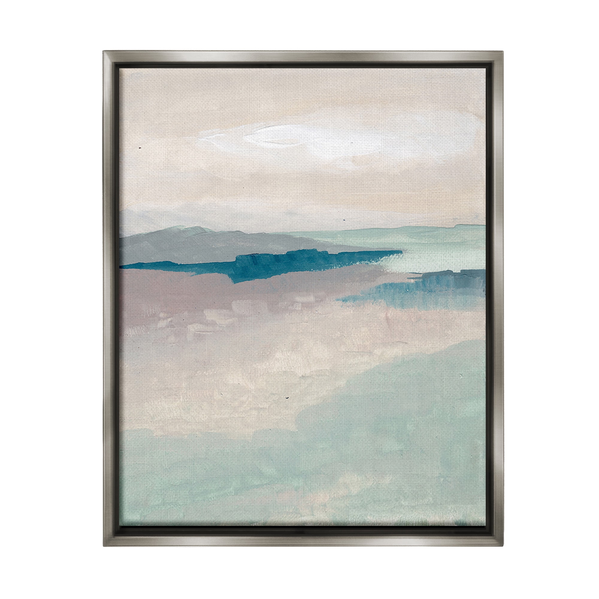 Stupell Industries Subtle Horizon Abstract Abstract Painting Gray Floater Framed Canvas Art Print Wall Art, 17 x 21